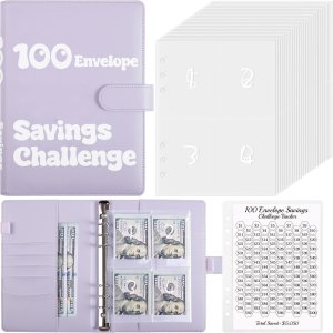 Carpeta de desafíos de ahorro de dinero de 100 sobres, carpeta de presupuesto A5 para ahorrar dinero con sobres de efectivo, libro de desafíos de Carpeta de desafíos de ahorro de dinero de 100 sobres, carpeta de presupuesto A5 para ahorrar dinero con sobres de efectivo, libro de desafíos de