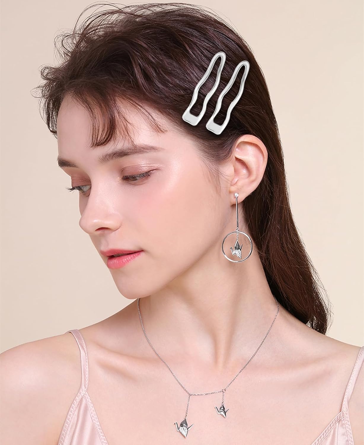 10 pinzas para el cabello con ondas metálicas plateadas, pasadores para el cabello Y2K, pinzas para el cabello vintage de cocodrilo, pequeños