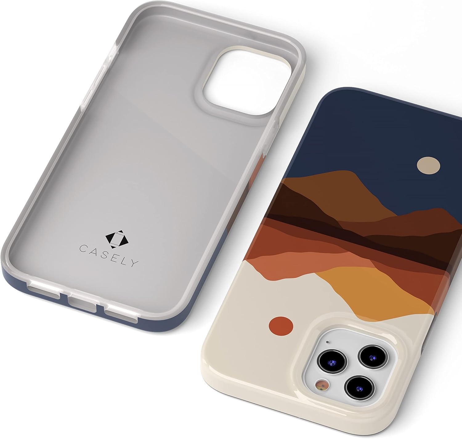 Casely Funda para iPhone 11 Pro Max  Los opuestos atraen  Funda de montaña con bloques de color de día y noche