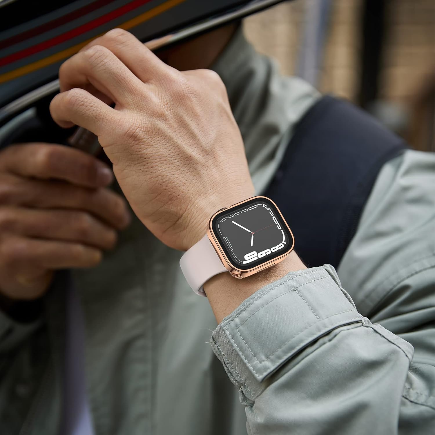 Paquete de 2 fundas impermeables 2 en 1 para Apple Watch Series SE SE2 6 5 4 1.575 pulgadas, borde recto PC parachoques delantero y trasero con