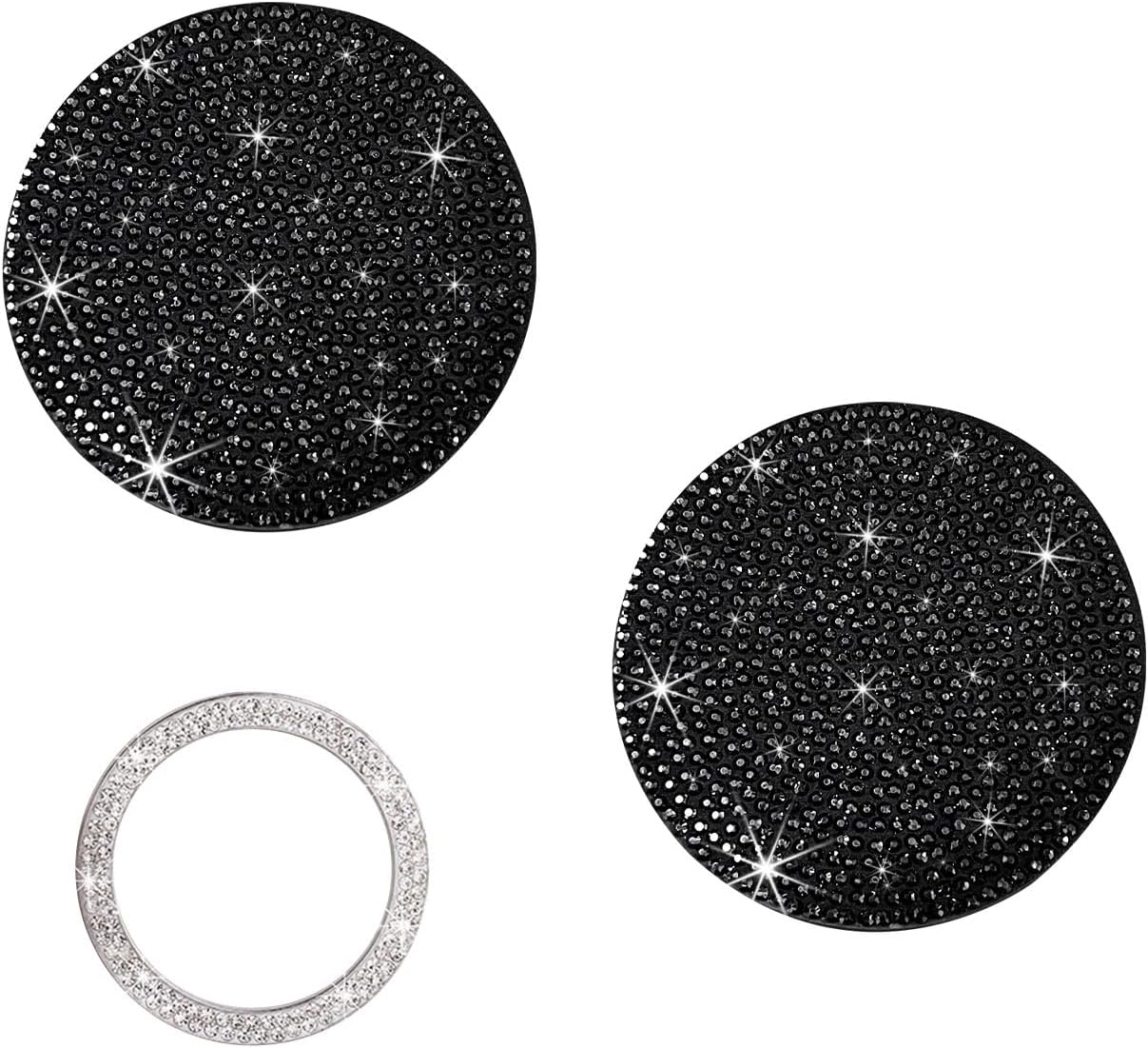 Paquete de 2 posavasos para automóvil, antideslizantes, a prueba de golpes, universal, con diamantes de imitación de cristal brillante, accesorios