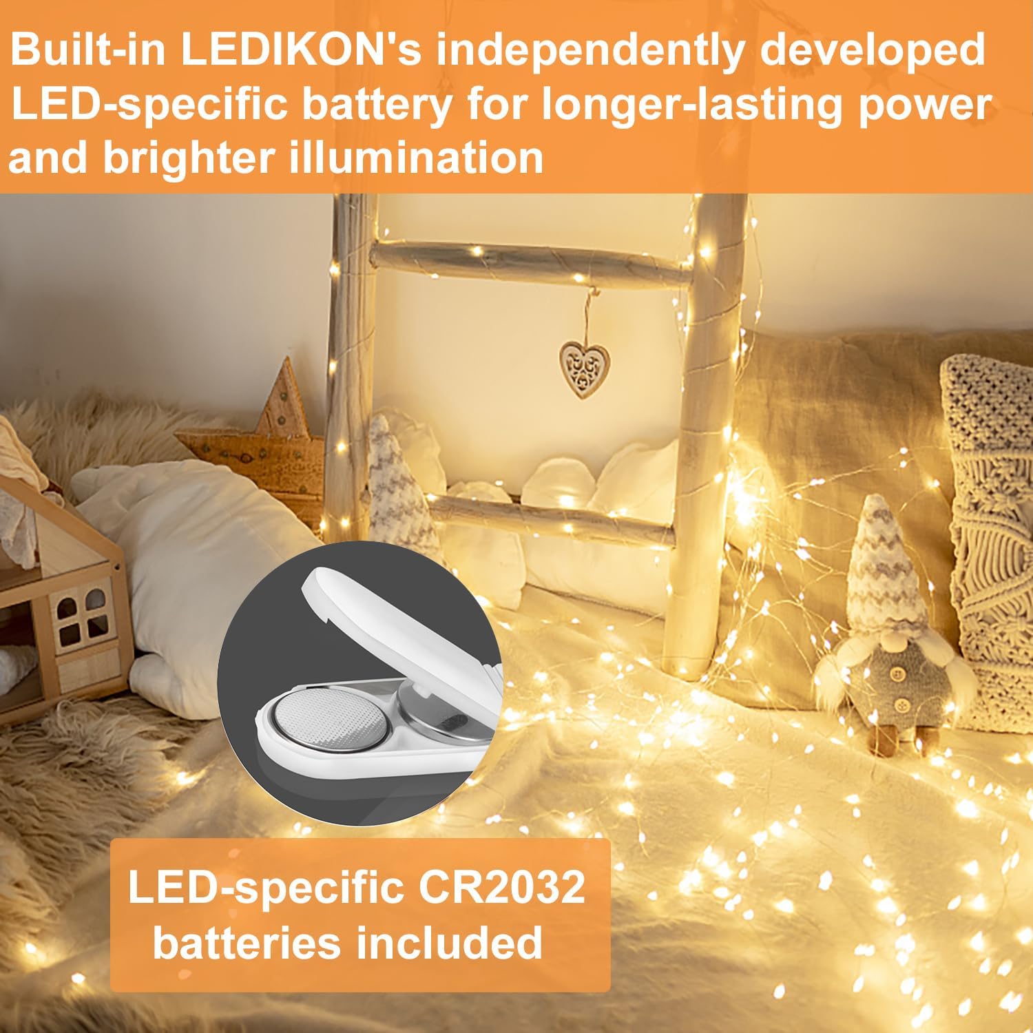 Paquete de 18 mini luces de hadas que funcionan con pilas, 3.3 pies, 20 luces LED de alambre plateado, luces de luciérnaga blancas cálidas para