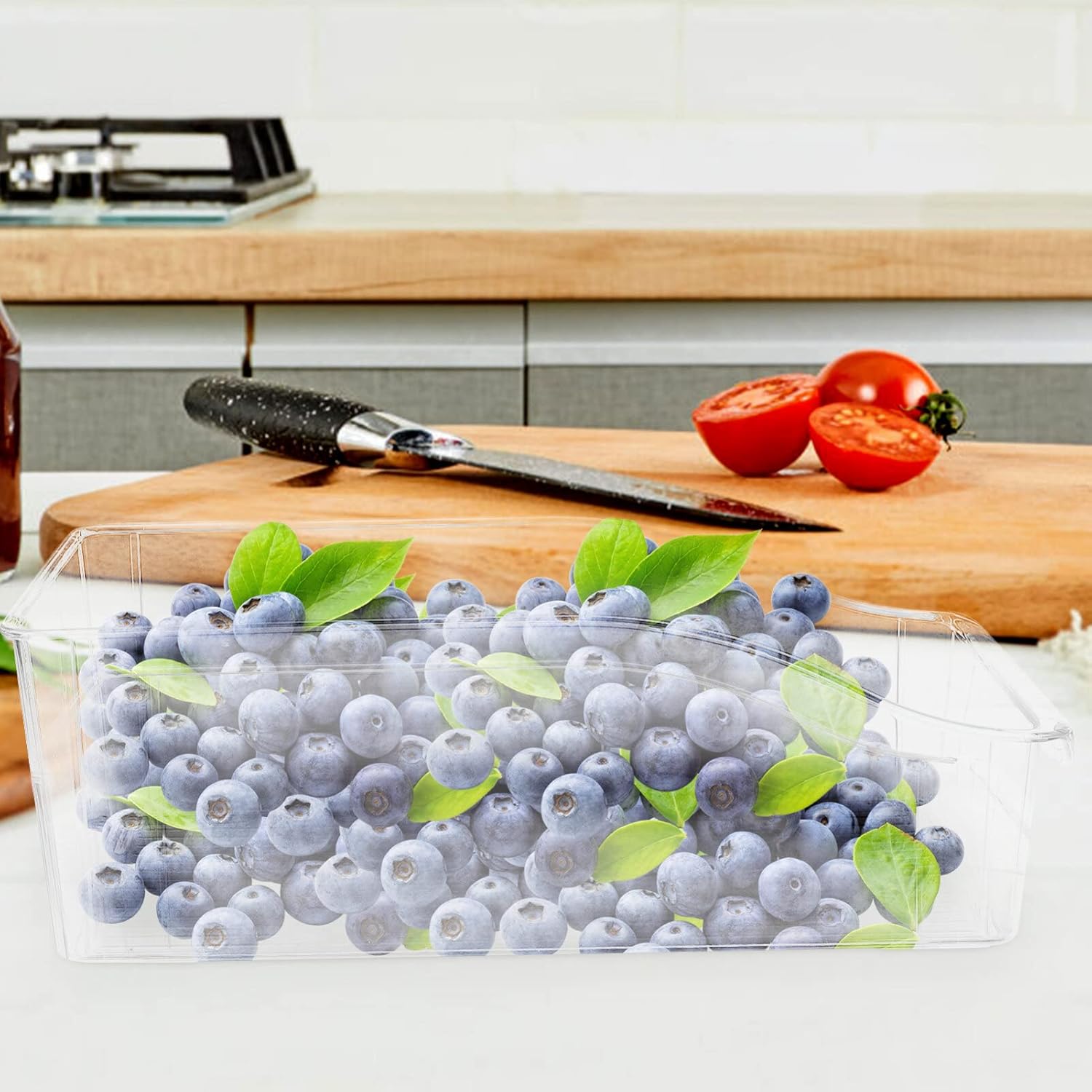 Alipis Contenedor organizador de refrigerador, contenedor de plástico transparente para refrigerador, caja de almacenamiento de frutas y verduras