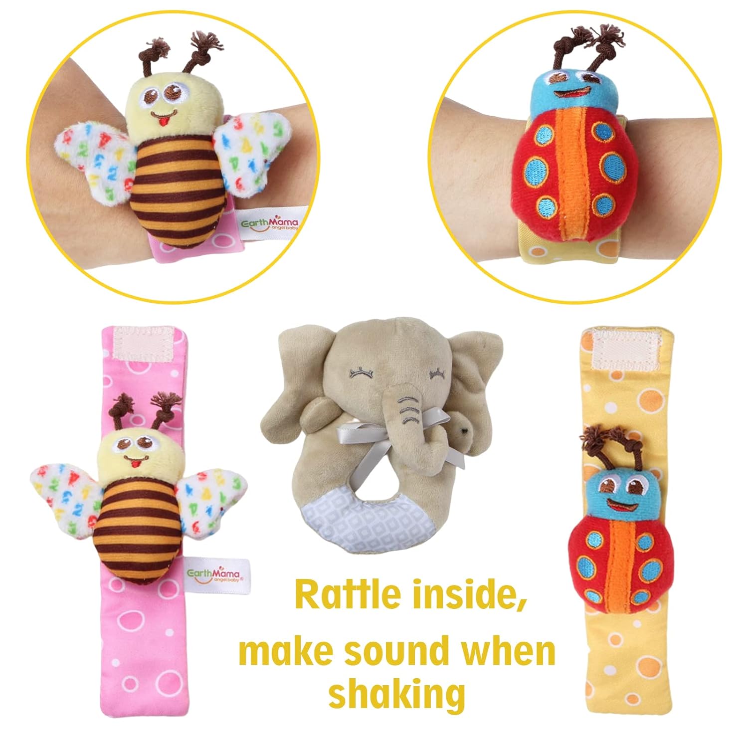 PHREKUDA Juego de sonajeros de calcetín y muñeca para bebés, sonajeros rellenos de felpa para bebés, sonajeros para bebés, regalos para recién