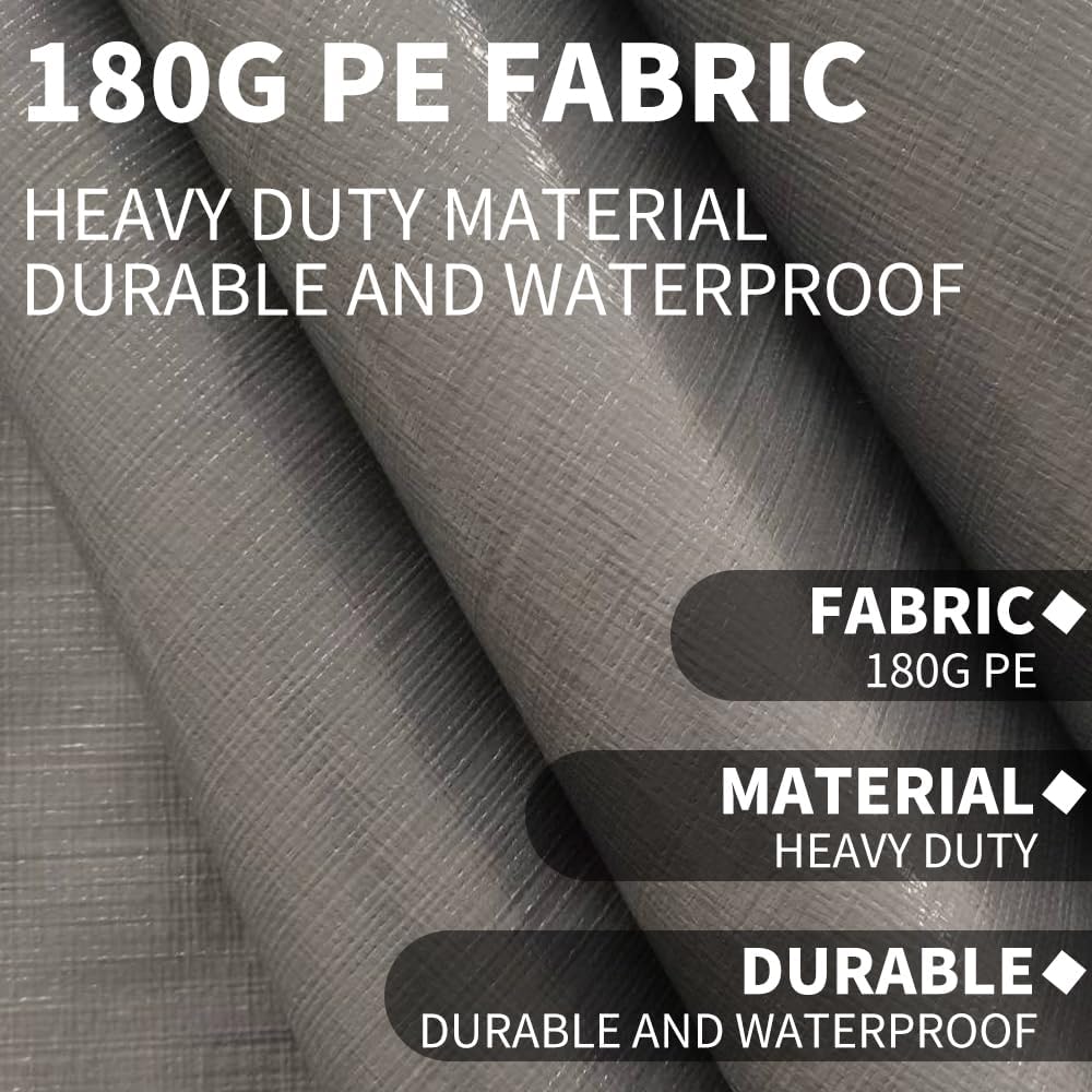 Toldo de repuesto para cochera, cubierta superior de repuesto para marco de cochera de 12 x 20 pies, tela de polietileno de 6.35 oz impermeable y