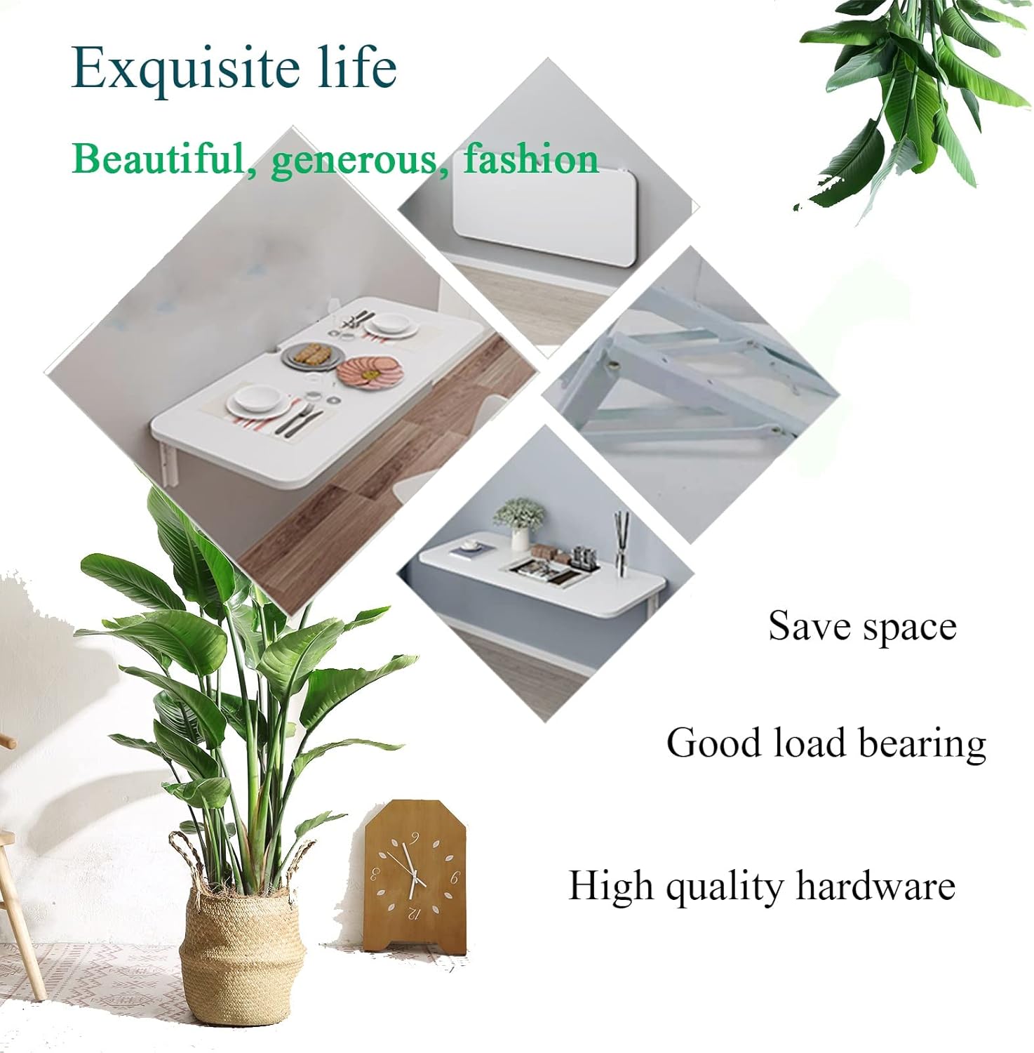 Mesa plegable montada en la pared, ahorro de espacio, escritorio para computadora, mesa de lavandería, mesa plegable de pared para ropa plegable,