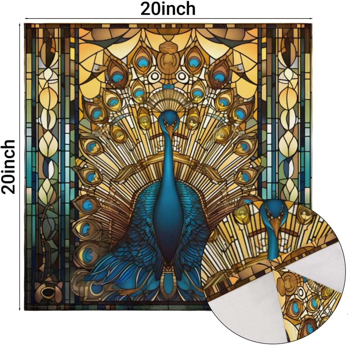 Cloth Napkins Set of 4 Ethnic Peacock 20×20 Inch Cloth Napkins Aztec Peacock Washable Reusable Kitchen Dinner Napkins Table Decor for Wedding,