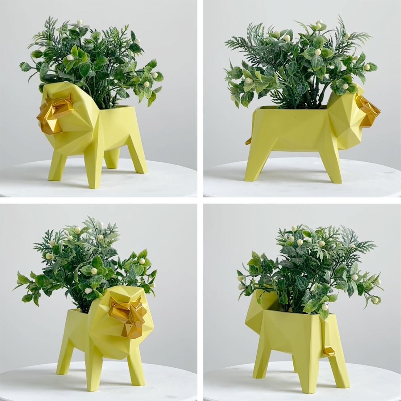 HAUCOZE Maceta para suculentas de cactus, estatua de león, figura decorativa de animales para el hogar, regalos de cumpleaños, arte, polirresina,