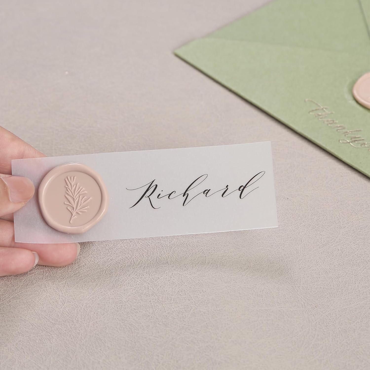 UNIQOOO Calcomanías de sello de cera, calcomanías de sello de invitación de boda de romero, 100 calcomanías autoadhesivas de color gris pardo,
