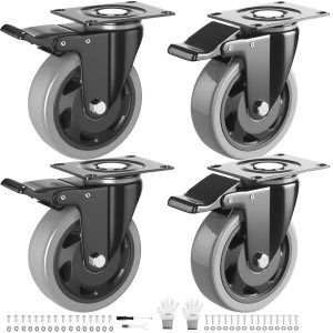 Juego de 4 ruedas de 3 pulgadas con bloqueo doble de seguridad, ruedas giratorias con rodamientos de bolas dobles, ruedas industriales para muebles, Juego de 4 ruedas de 3 pulgadas con bloqueo doble de seguridad, ruedas giratorias con rodamientos de bolas dobles, ruedas industriales para muebles,