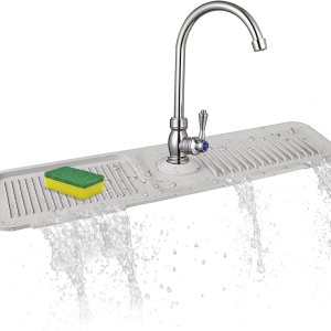 Tapete de silicona para grifo (24 x 5.5 pulgadas), tapete para fregadero, bandeja para atrapar goteo, tapete para atrapar grifos, alfombrilla Tapete de silicona para grifo (24 x 5.5 pulgadas), tapete para fregadero, bandeja para atrapar goteo, tapete para atrapar grifos, alfombrilla
