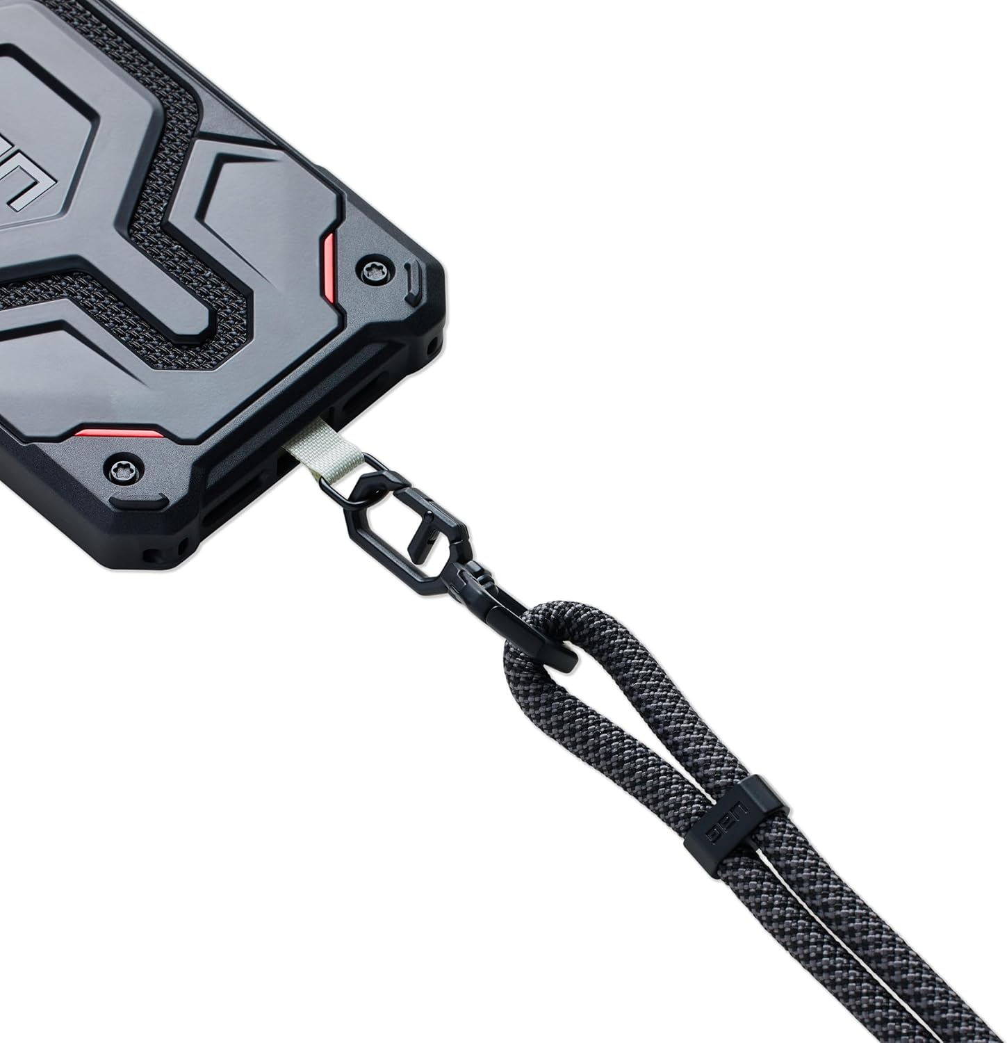 URBAN ARMOR GEAR UAG – Funda diseñada para iPhone 15 Plus, hielo de plasma de 6.7 pulgadas, con cordón cruzado UAG para teléfono civil, correa
