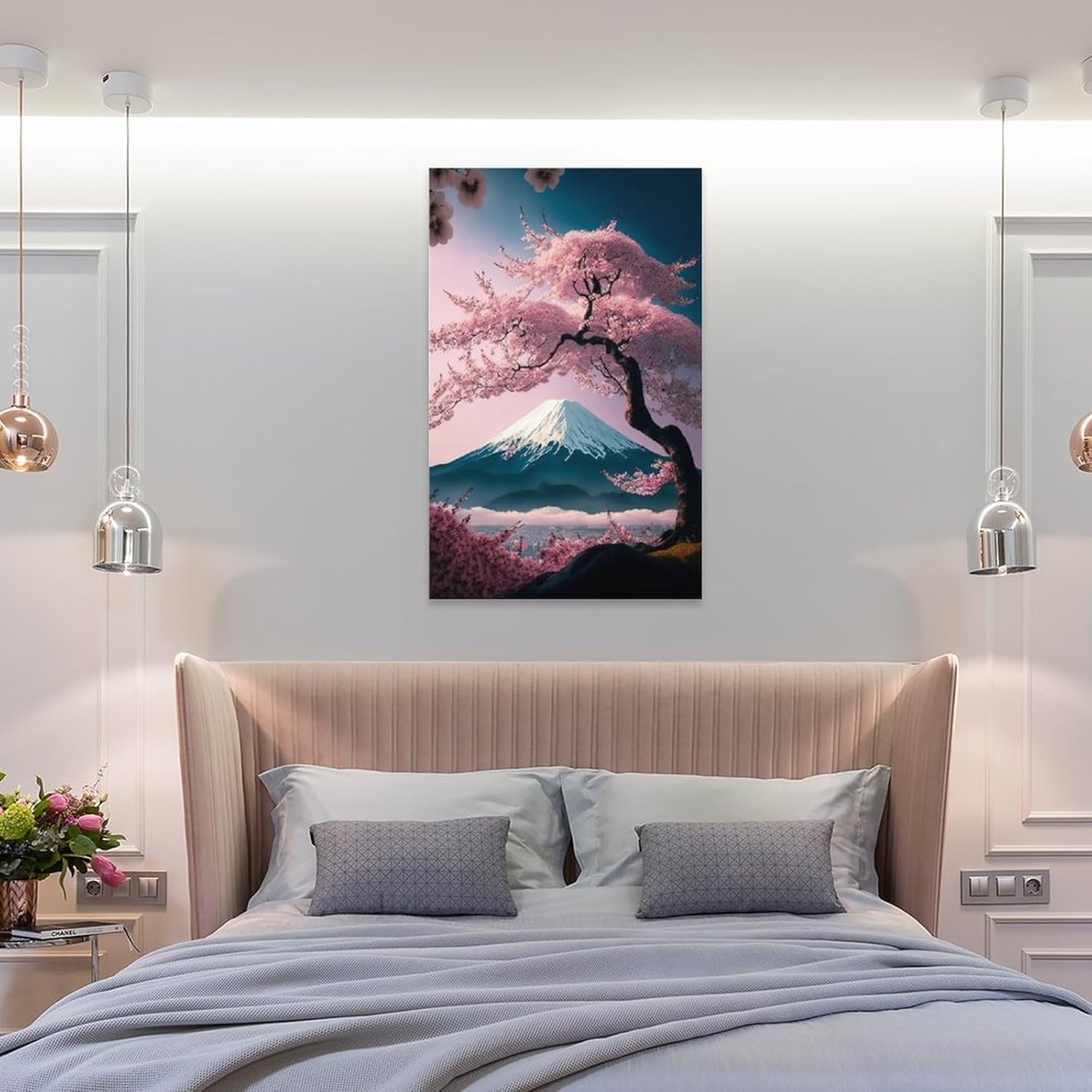 Aimery Póster de cerezo en flor de Japón, pintura decorativa, decoración de baño, sala de estar, lienzo sin marco, 08 x 12 pulgadas (7.9 x 11.8 in)