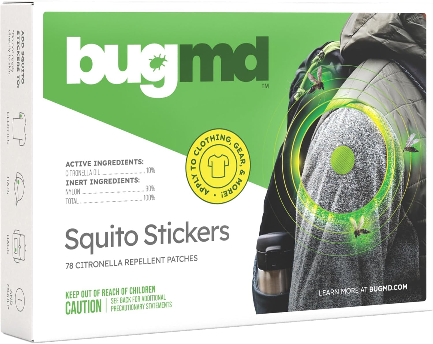 BugMD Squito Stickers Mosquito Repellent Patch Stickers for Adult (78 Pack), Safe and Effective Insect Repellent Patches for Adults Toddlers, Kids