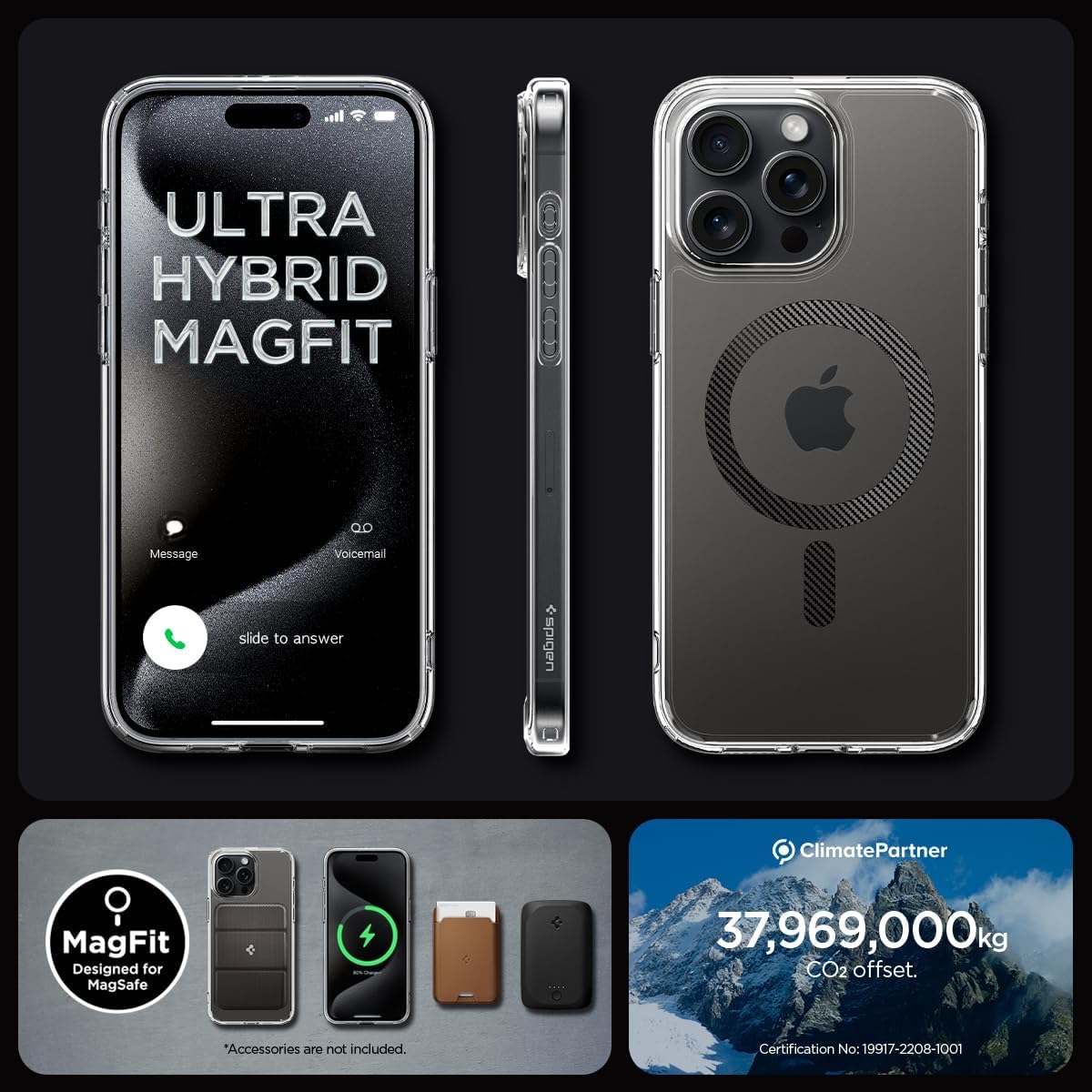Spigen MagFit – Funda magnética ultra híbrida diseñada para iPhone 15 Pro Max, antiamarilleo protección de grado militar compatible con MagSafe