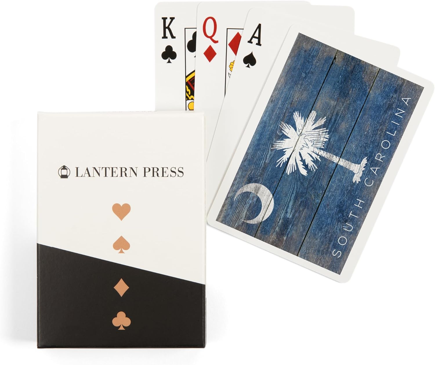 Lantern Press Carolina del Sur, bandera rústica del estado (52 cartas de juego, baraja de cartas de tamaño póquer con comodines)