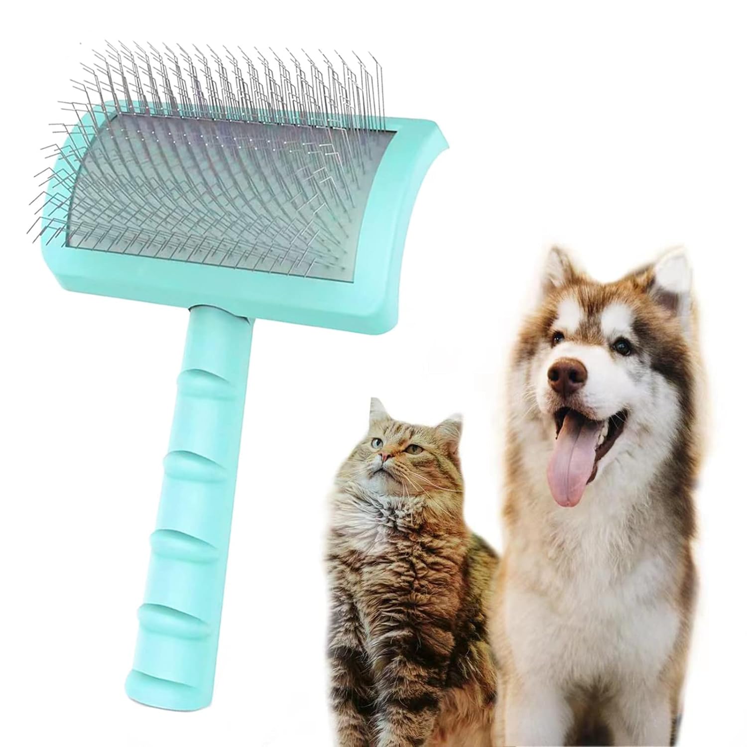 Cepillo grande para perros, gatos, cepillo extra largo para pelo largo, gato, aseo de mascotas, cepillo de alambre para pelo grueso y rizado, 0.984