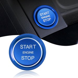 Hawyet 2 fundas de botón de arranque y parada del motor de automóvil, cubierta de metal para botón de arranque, calcomanías de decoración de Hawyet 2 fundas de botón de arranque y parada del motor de automóvil, cubierta de metal para botón de arranque, calcomanías de decoración de