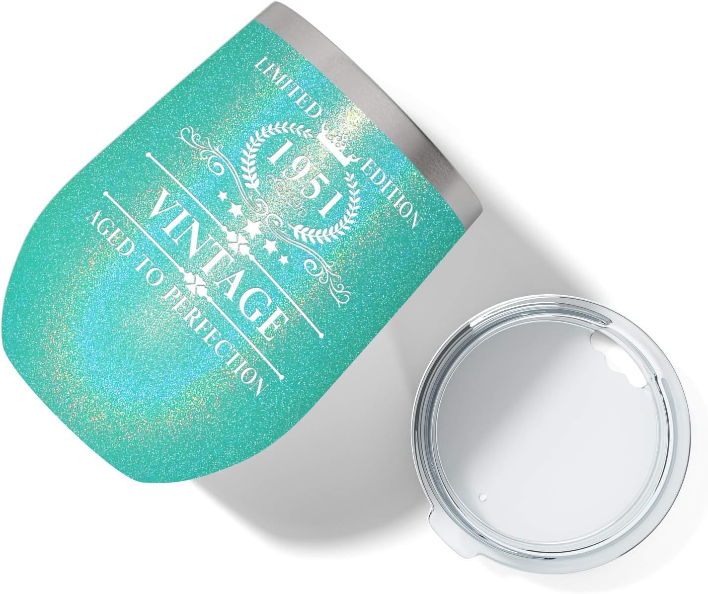 Cuptify 1951 Edición Limitada 72 Regalo de cumpleaños para mujeres de edad avanzada en espuma de mar con purpurina de 12 onzas aisladas