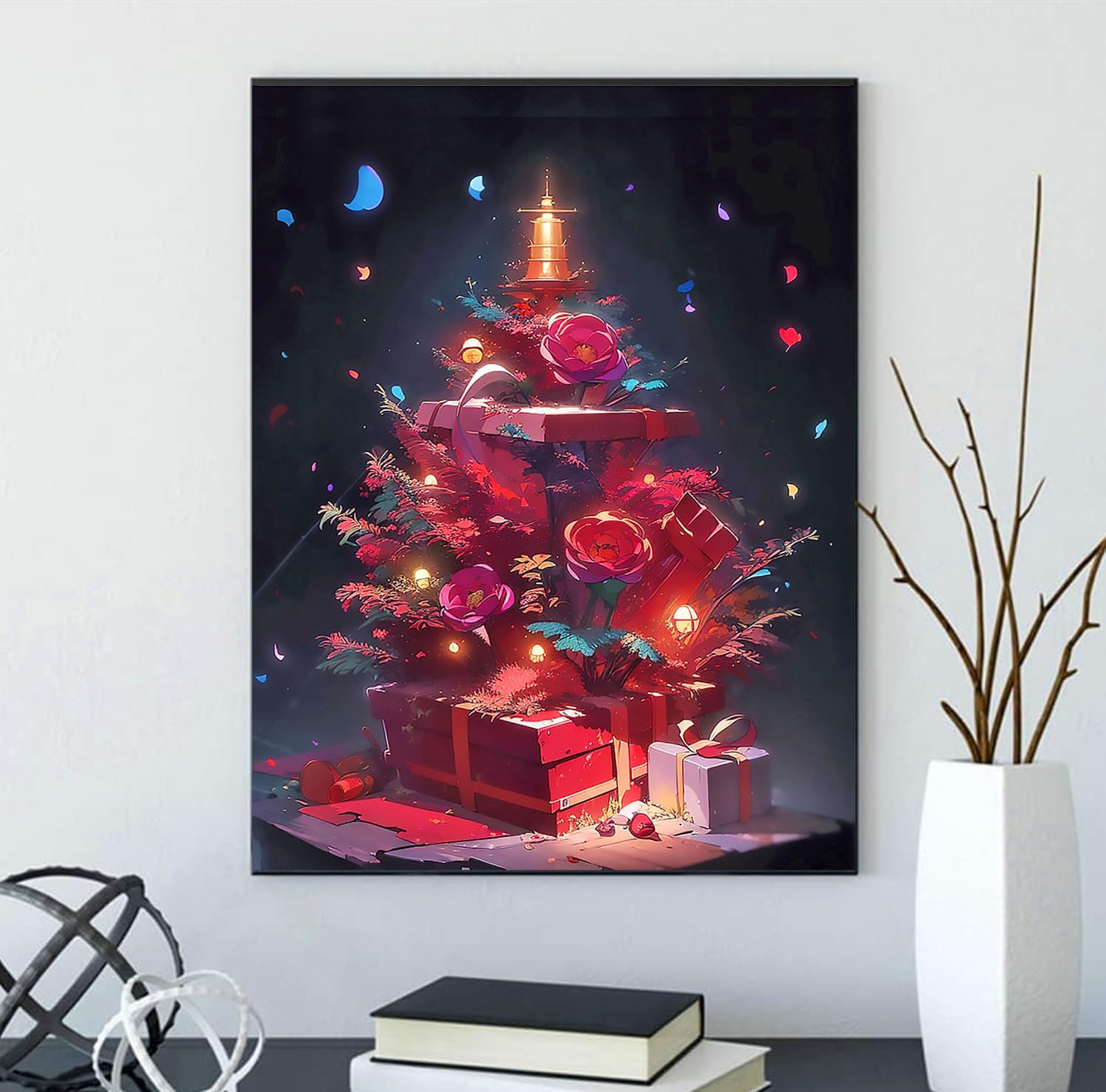 DOTSOPS Kit de pintura de diamantes de Navidad, kit de pintura para adultos, kit de arte de diamantes de invierno para adultos, árbol de Navidad