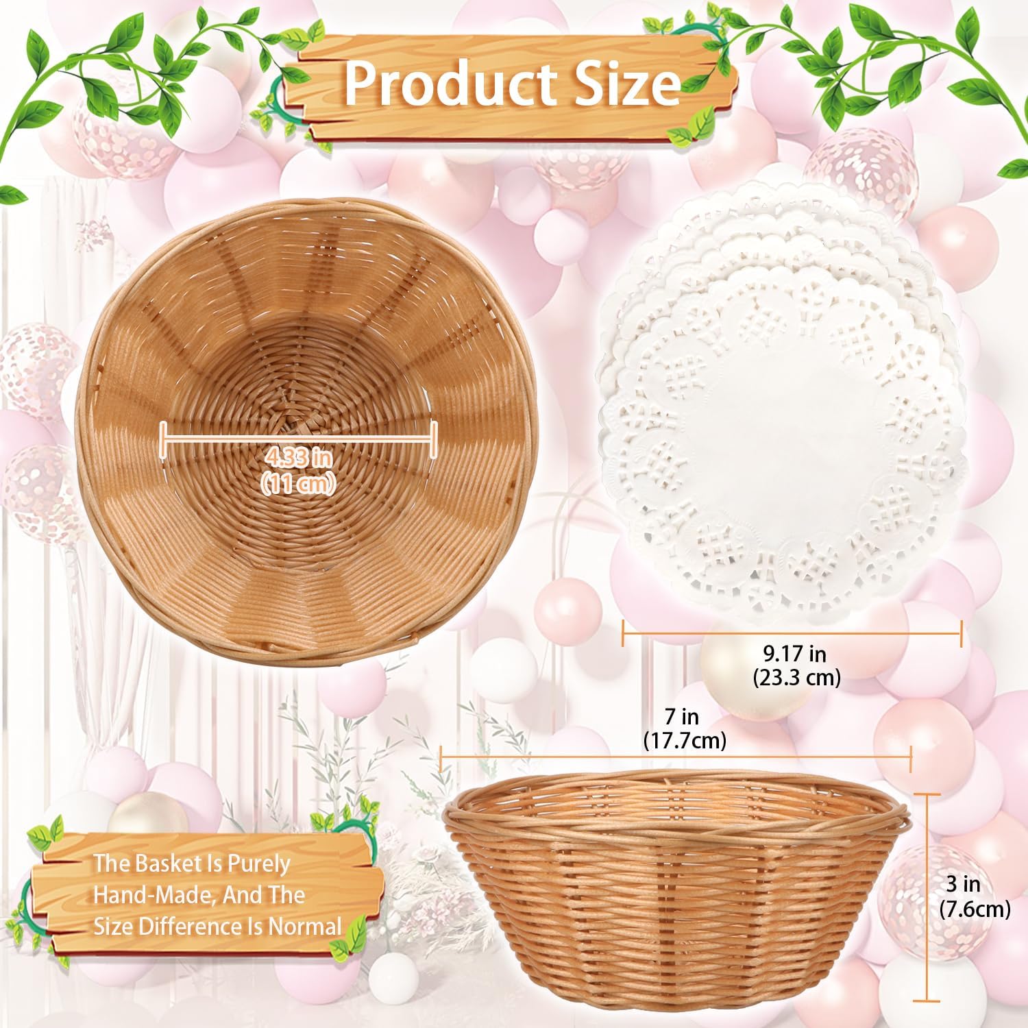 Yimerlen 12 cestas pequeñas redondas de pan de plástico estilo comedor para servir 7 x 7 x 3 pulgadas, cestas de pan calentadas tejidas para frutas,