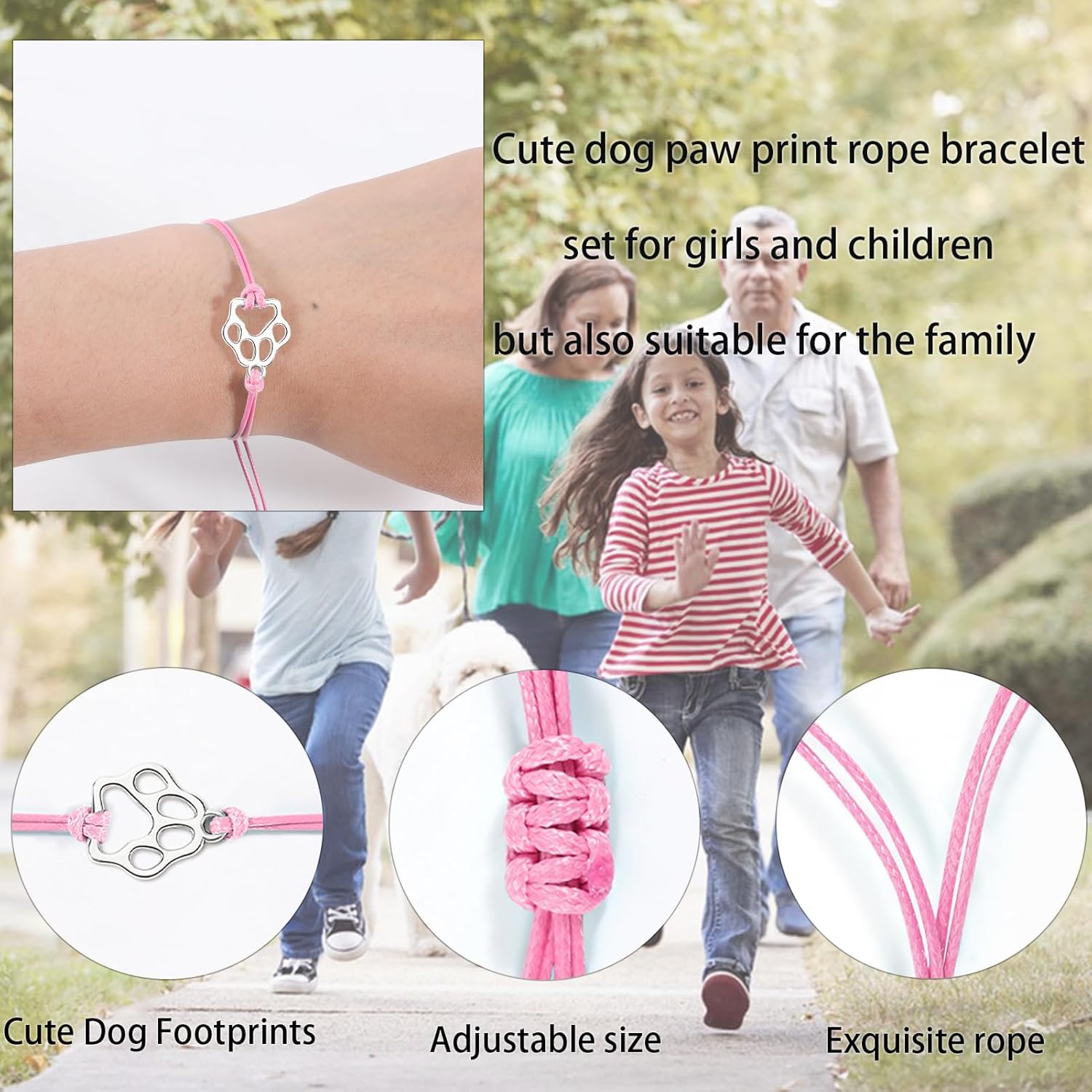 Puppy Dog Bracelets for Women Men Dog Memorial Gifts for Dog Lover Friendship Gifts for Her His Couples Adjustable String