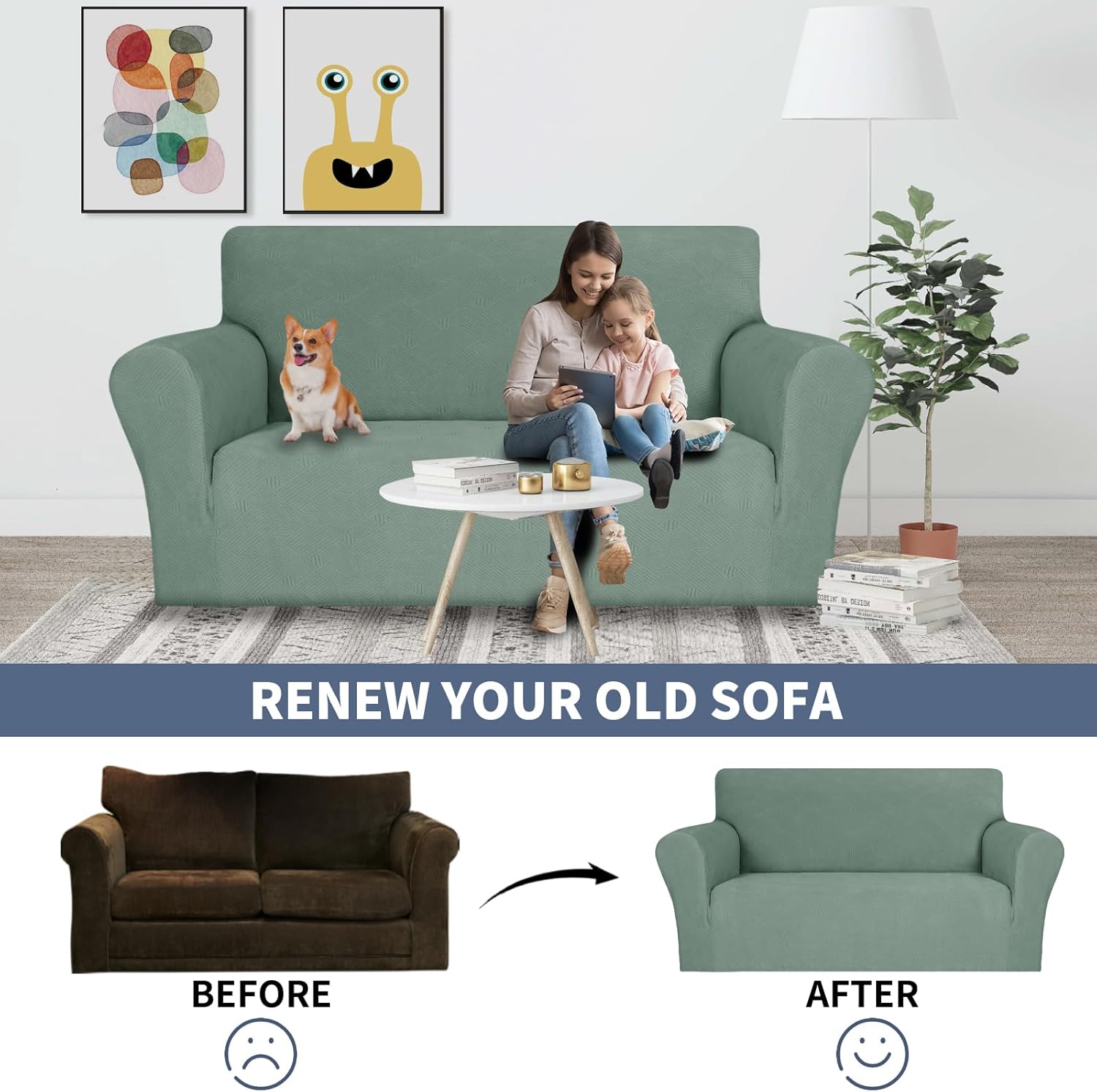 JIVINER Fundas súper elásticas para silla, 1 pieza, universales, de jacquard, para sillón, con cuadros pequeños, con parte inferior elástica (tamaño