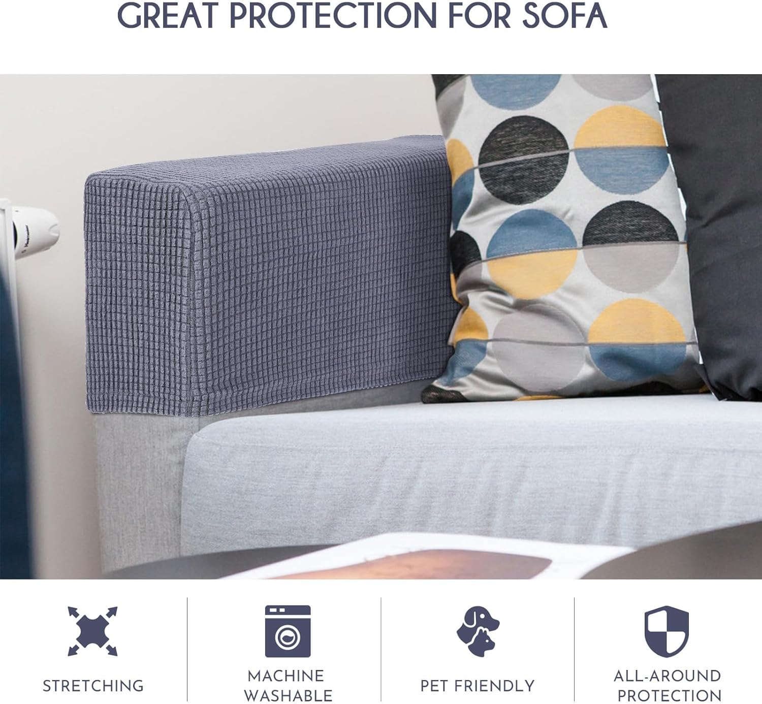 SUPVOX 2 fundas elásticas universales para reposabrazos de sofá, color gris oscuro, fundas elásticas lavables para sofá y oficina en casa, tela