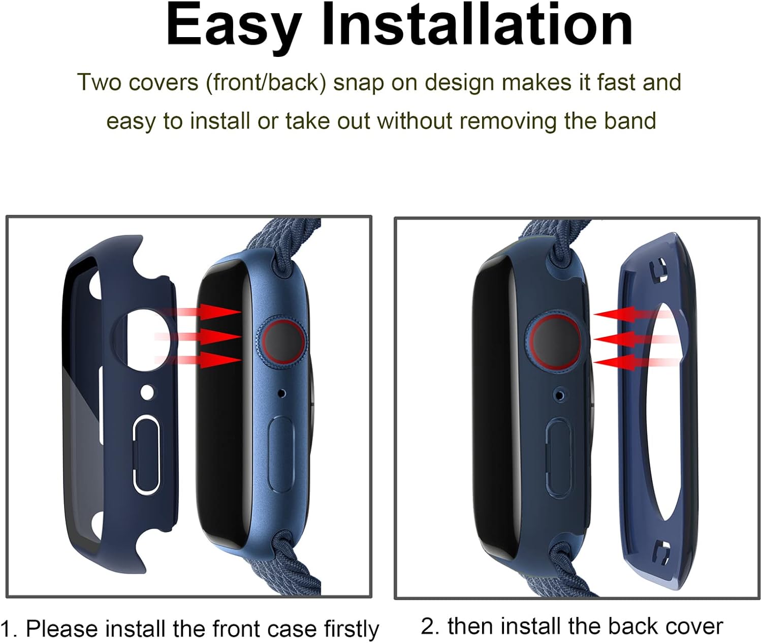 2 en 1 Miimall – Funda protectora de pantalla impermeable para Apple Watch 7 de 1.614 pulgadas, carcasa rígida de policarbonato impermeable