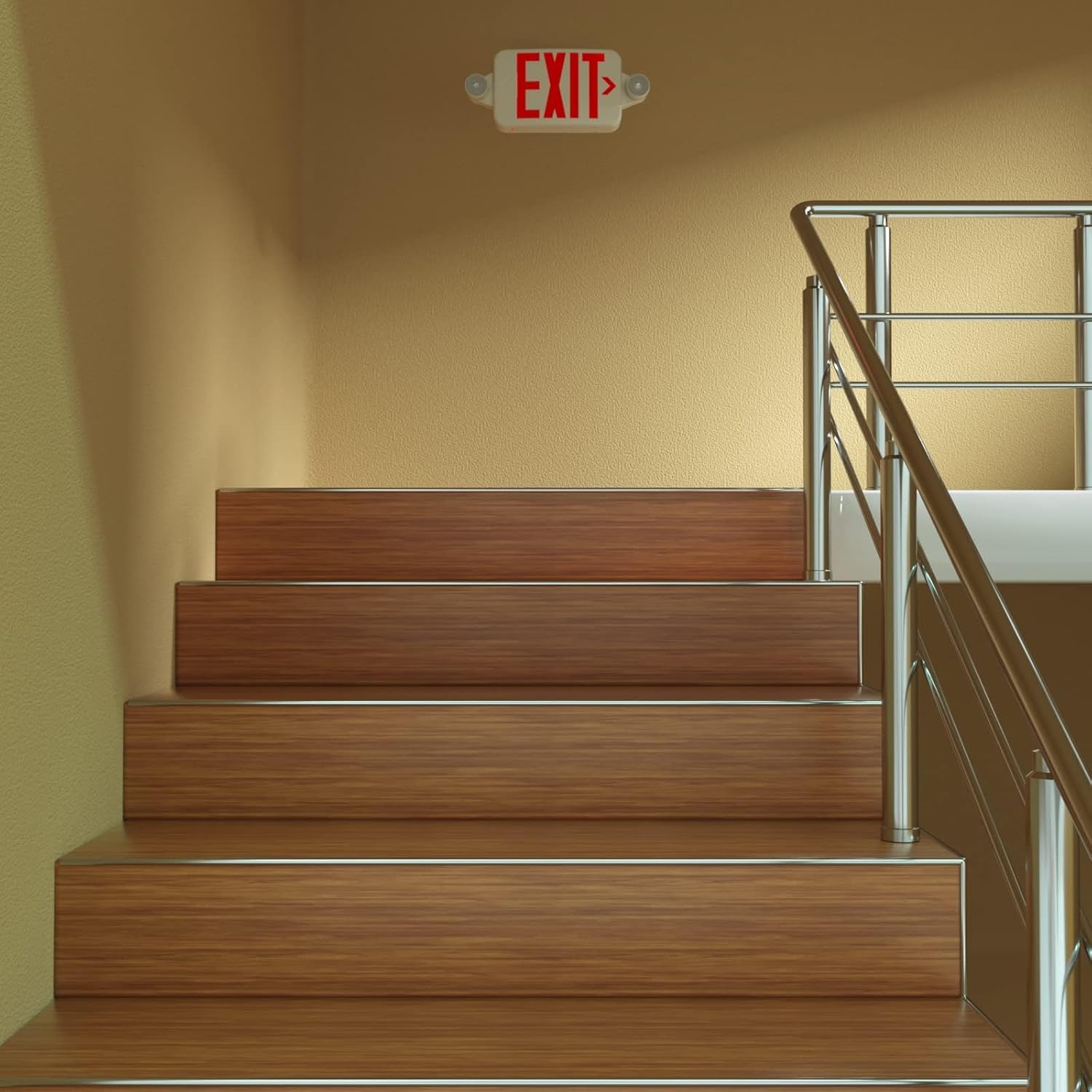 6 Pack Red Exit Signs with Emergency Lights, Two LED Adjustable Head Emergency Exit Light with Battery Backup,UL Listed, AC 120277V,Exit Sign Combo