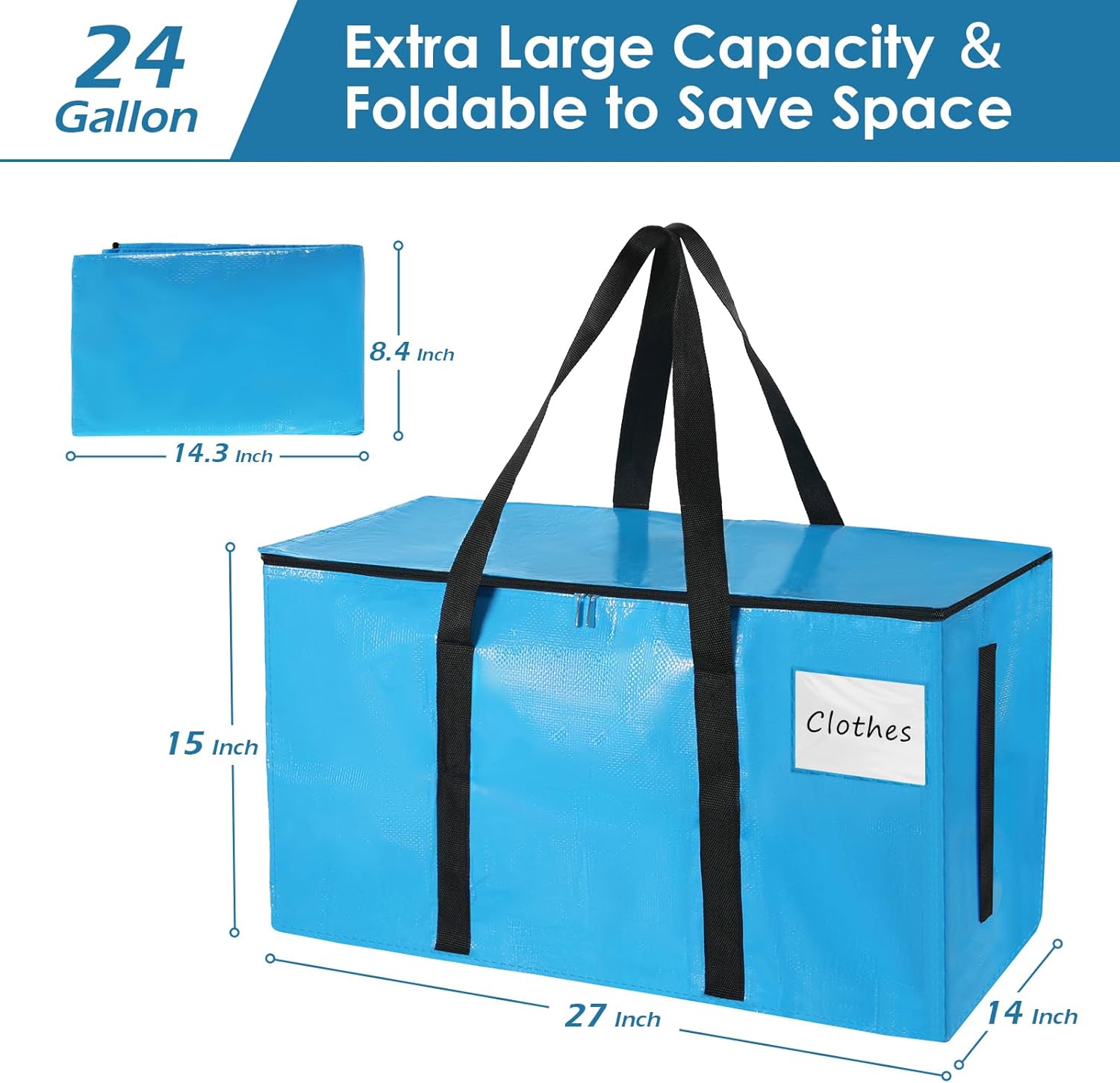 Bolsas de almacenamiento para ropa, bolsas de almacenamiento de ropa extra grandes con asa reforzada, contenedores de almacenamiento para organizar