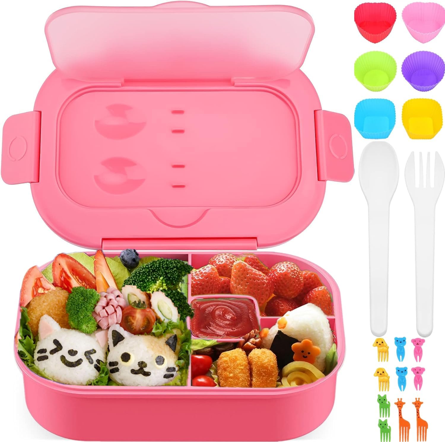 Ichiha Lonchera bento, lonchera para niños, lonchera de 44 onzas, 19 unidades, elegante lonchera para adolescentes, ideal para loncheras a prueba de