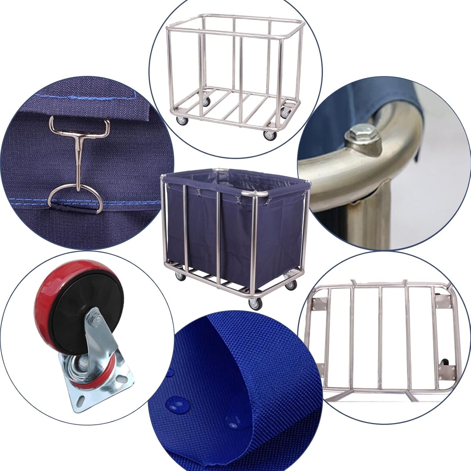 Carrito de lavandería grande con ruedas, cesta de almacenamiento con ruedas de alta resistencia, camión de carga de 330 libras para hoteles