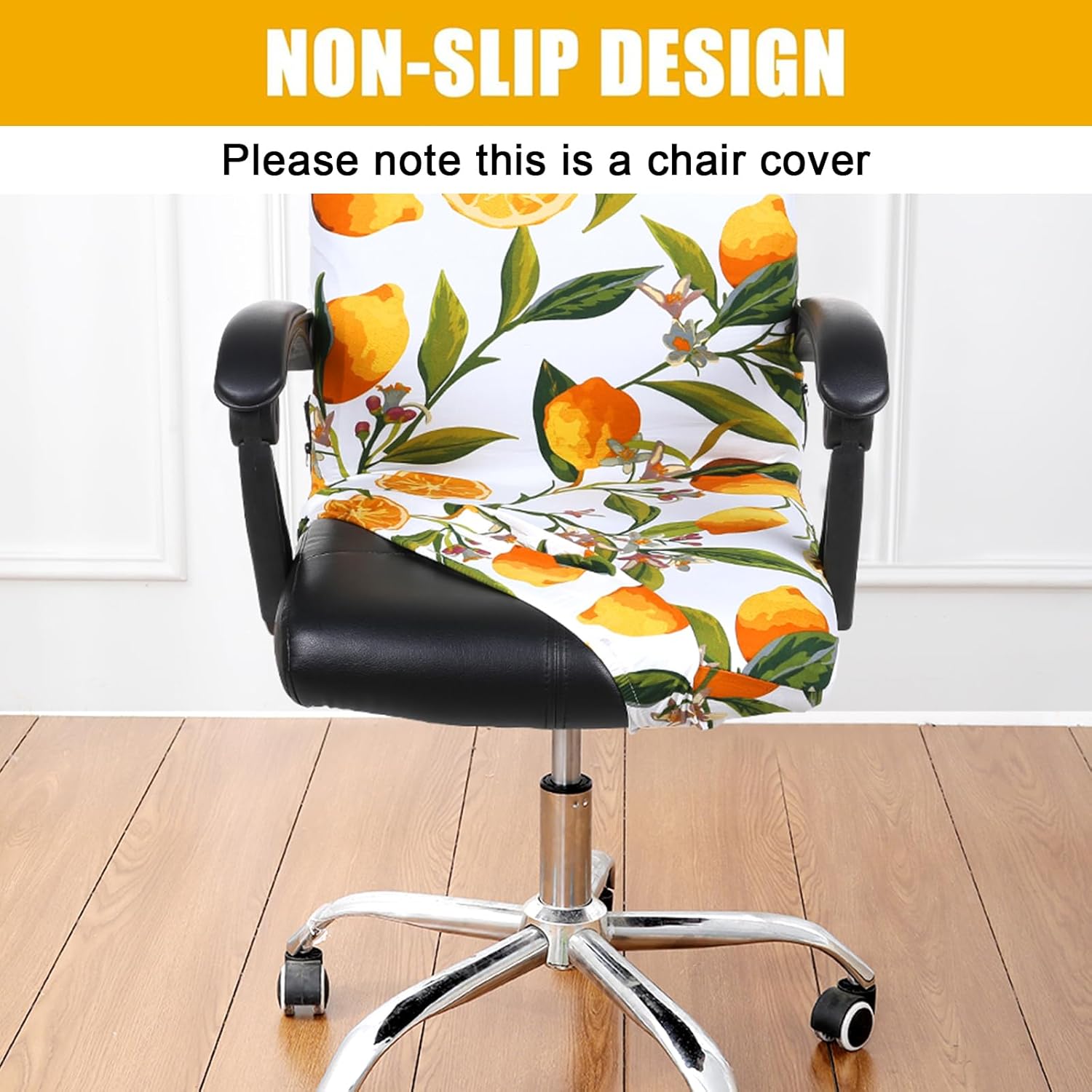 smiry – Funda protectora para silla de oficina, cubierta estampada y elástica para silla giratoria, removible, lavable y resistente al polvo con