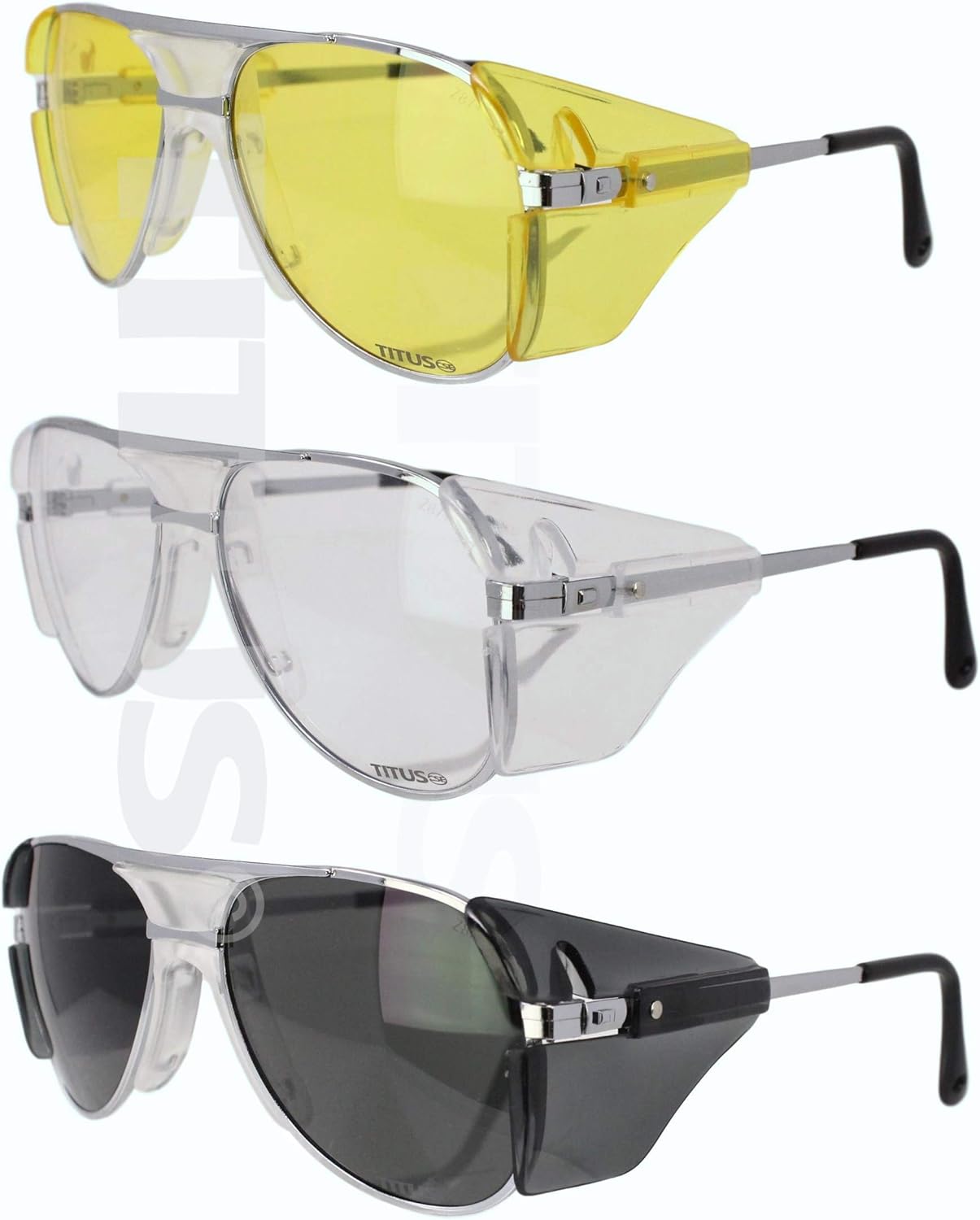 TITUS G77 – Gafas de seguridad con montura de metal premium Aviator Z87+, Z87.1, protección lateral, para disparos de motocicleta, DOT ANSI CE