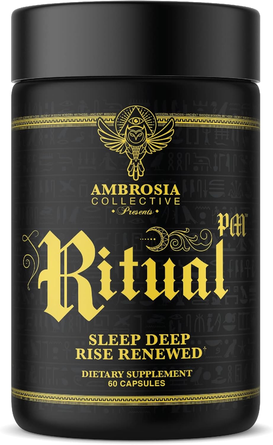 Ambrosia Ritual PM – Refuerzo para dormir profundo Fórmula natural clínicamente probada mejor que la melatonina – 60 cápsulas vegetales