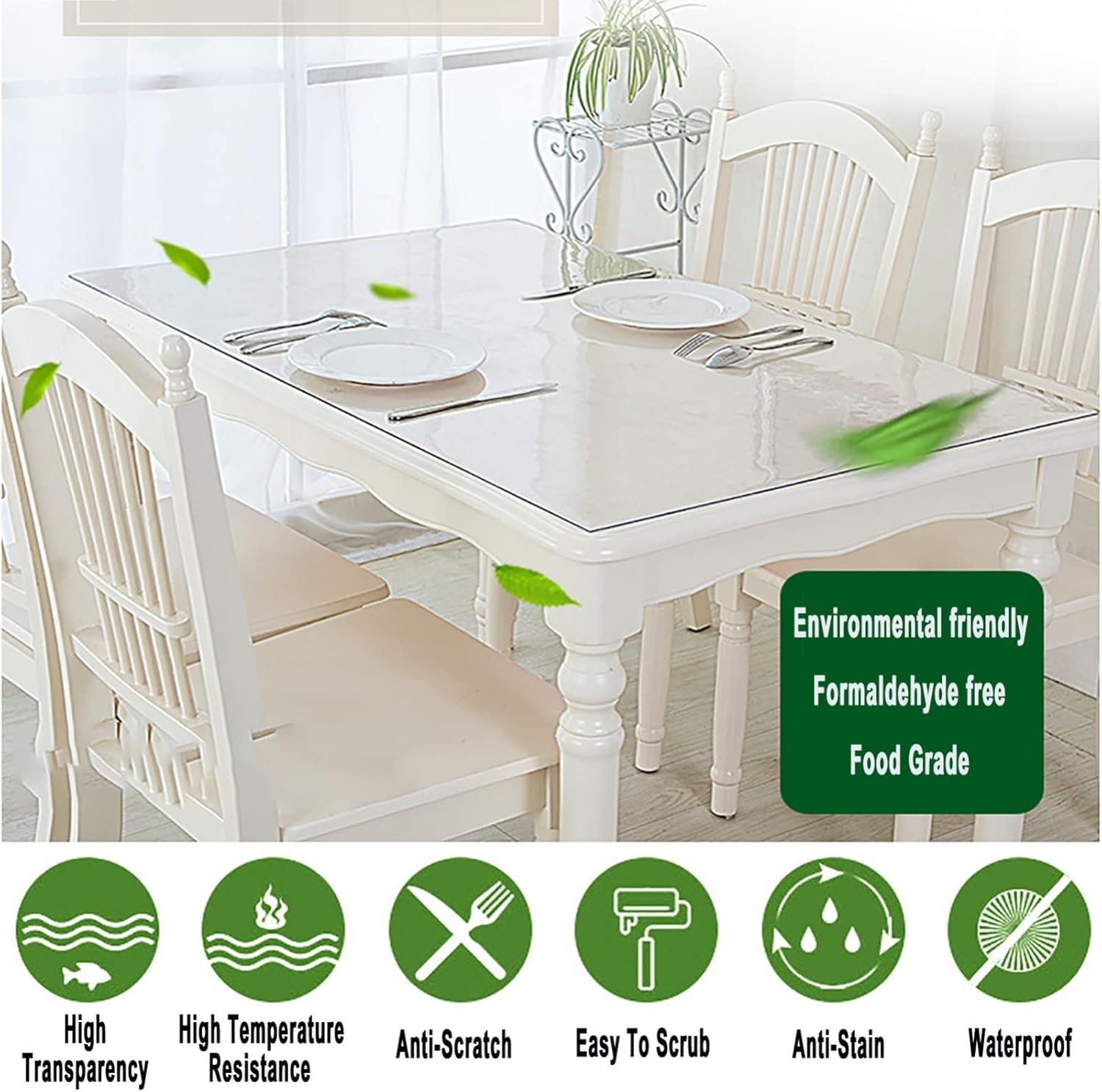 Protector de mantel de plástico transparente, almohadilla impermeable para escritorio de oficina, tapete de protección de mesa de comedor de café
