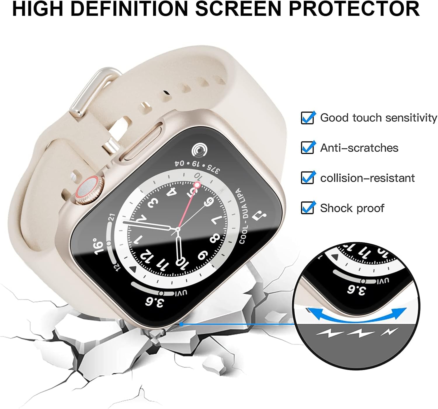 BHARVEST Paquete de 10 fundas rígidas de policarbonato compatibles con Apple Watch Series 8 Series 7 de 1.772 pulgadas, con protector de pantalla de