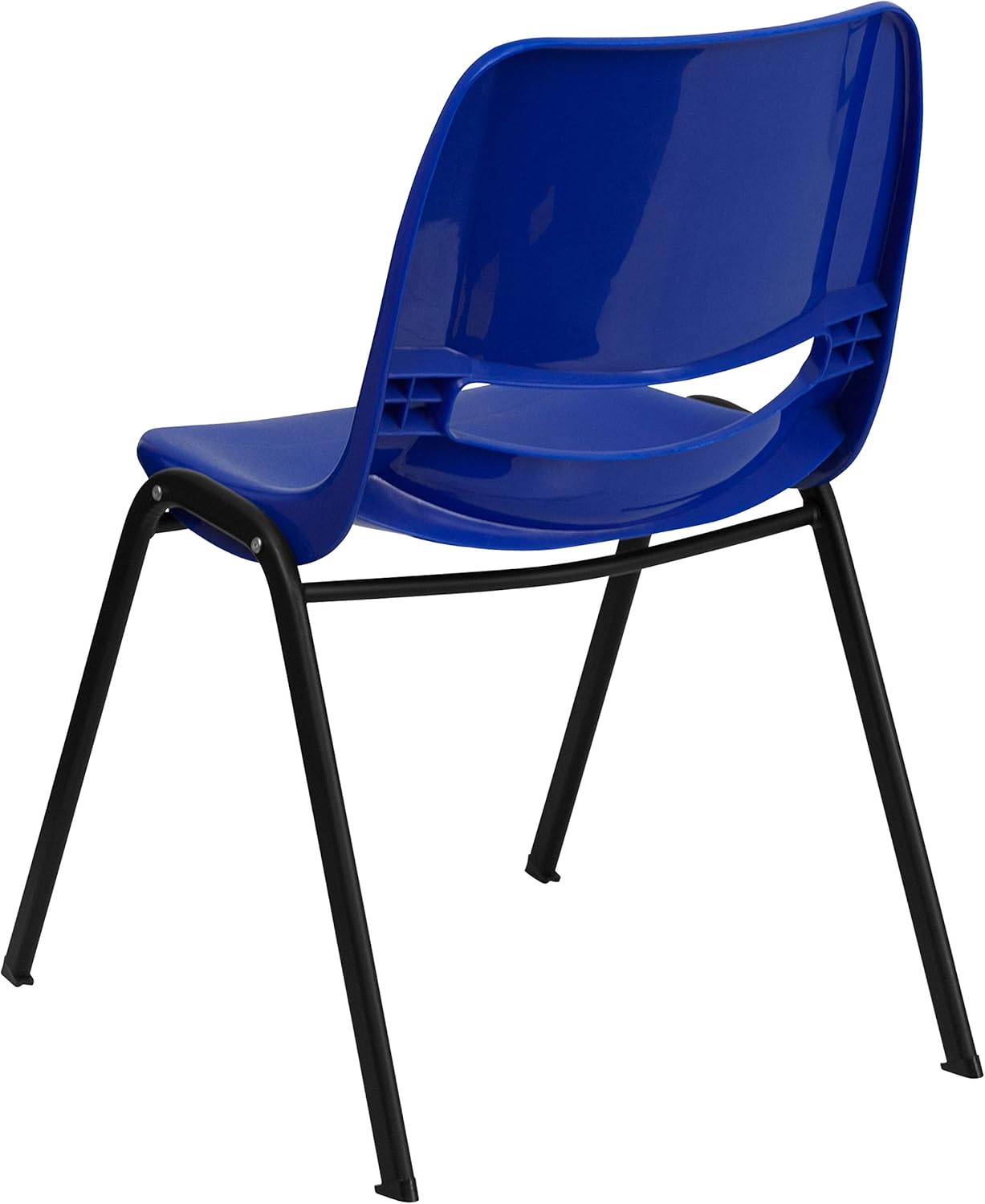 BizChair Silla apilable ergonómica azul marino para niños, marco negro y asiento de 14 pulgadas de alto