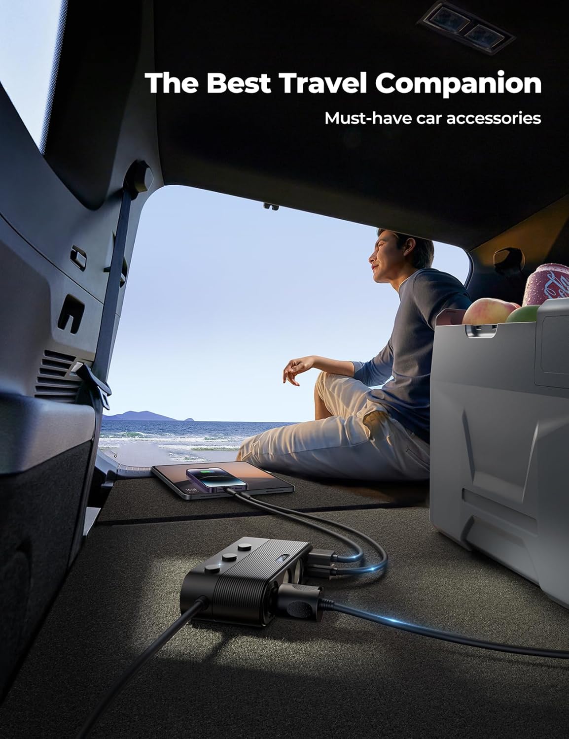 JOYROOM – Divisor de encendedor de cigarrillos 7 en 1, adaptador de cargador de coche de 139 W con carga PD30W (cable de 3.3 pies), adaptador