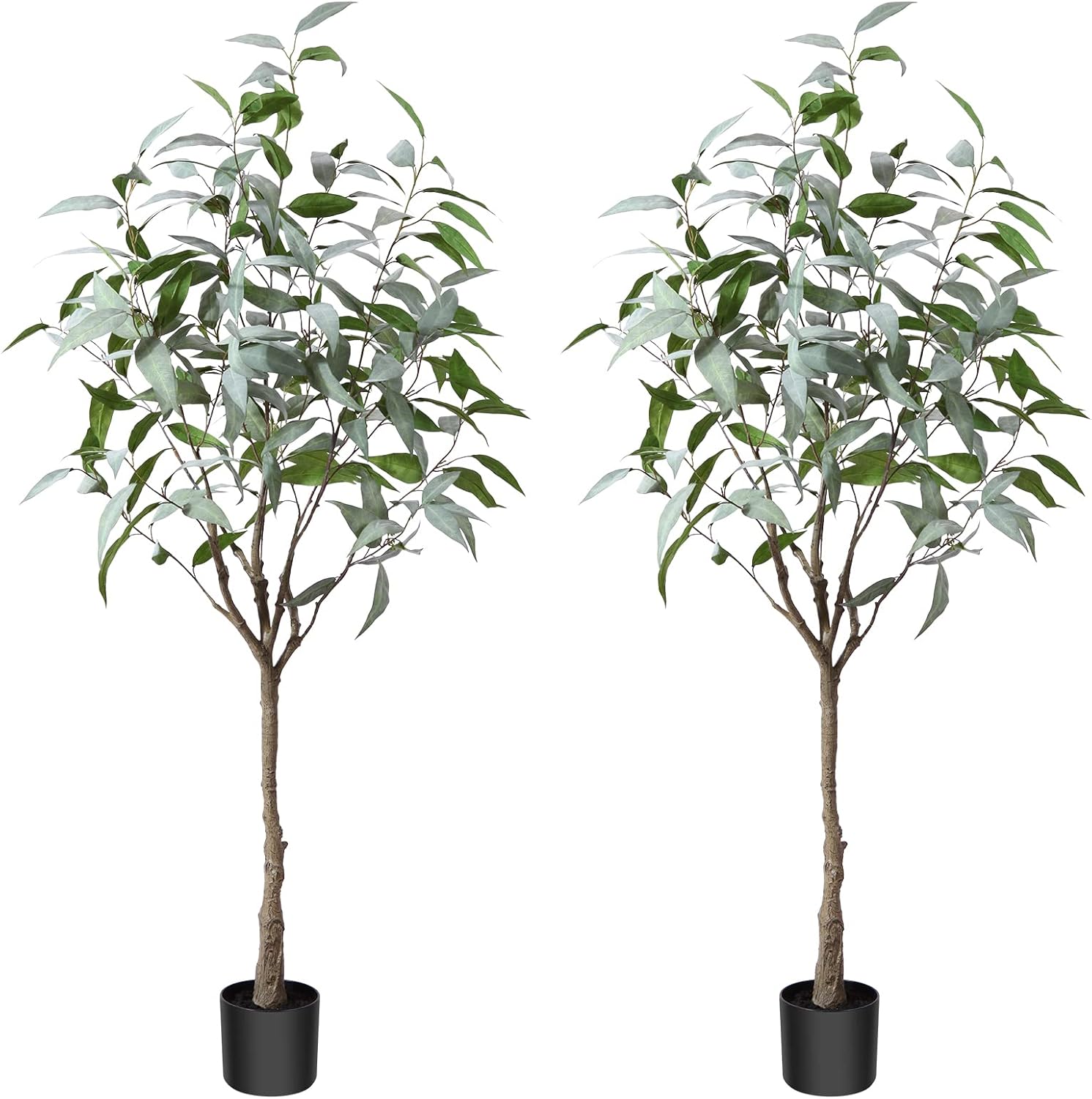 Árbol de eucalipto artificial de 5 pies de alto, plantas de eucalipto artificiales grandes, plantas de seda artificial para decoración del hogar,