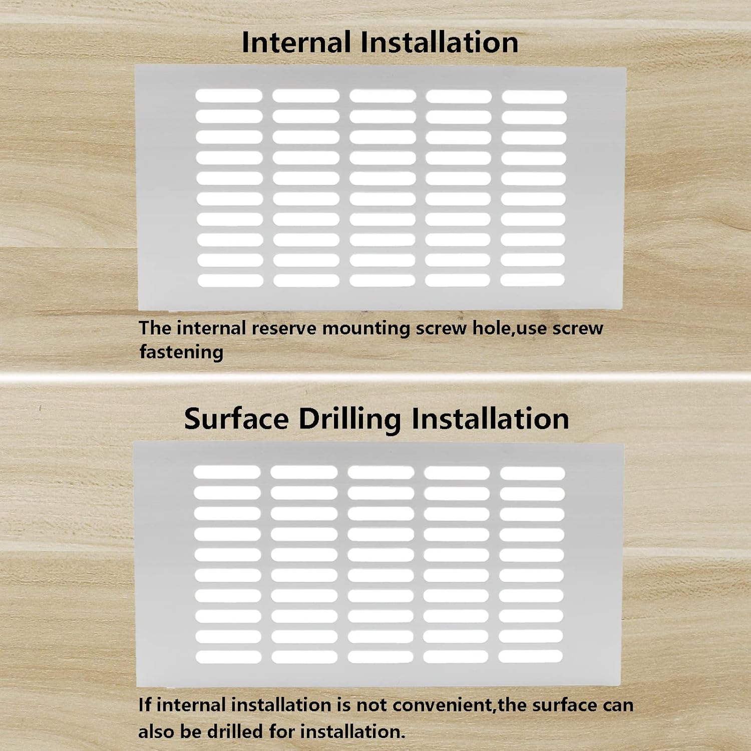 TTZEZE – 2 fundas para ventilación de aire, rejilla de ventilación de aleación de aluminio blanca rectangular, cubierta de rejilla de metal para