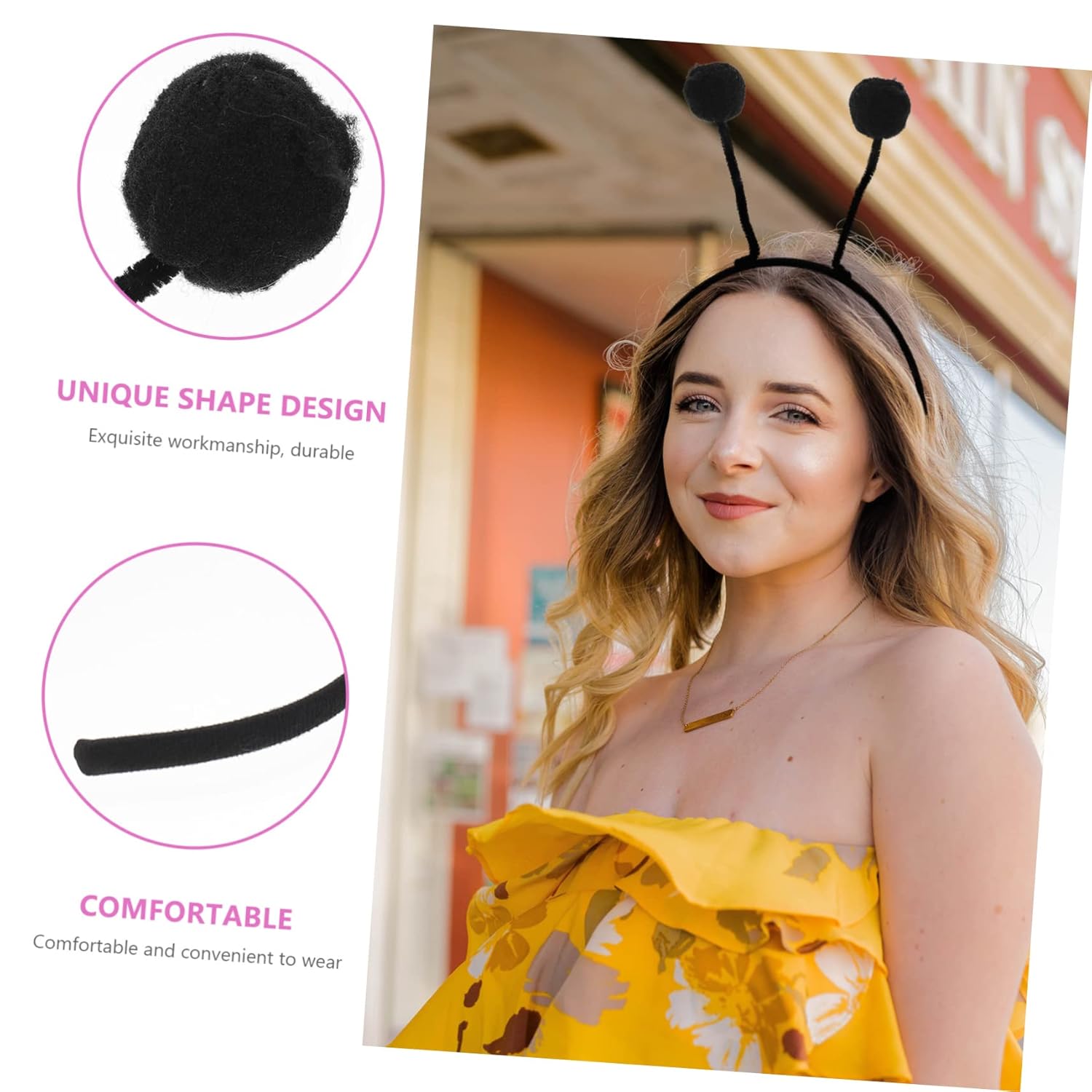 Beavorty 12 diademas de bola de pelo para accesorios para cabeza de antena, boppers abejas, accesorio de cosplay, aros de pelo para niñas, diadema