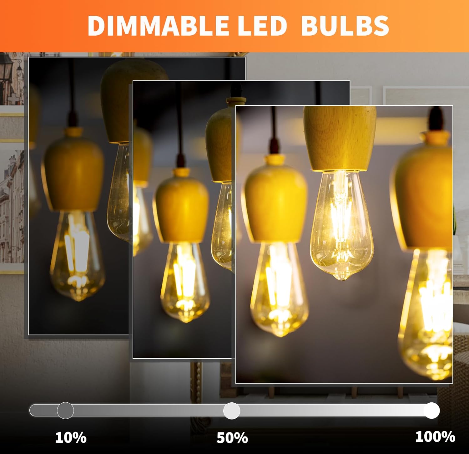 ALAMPEVER Paquete de 6 bombillas LED Edison vintage regulables ST19ST58, bombillas LED decorativas, 8 W (equivalente a 100 W), 2700 K blanco suave,