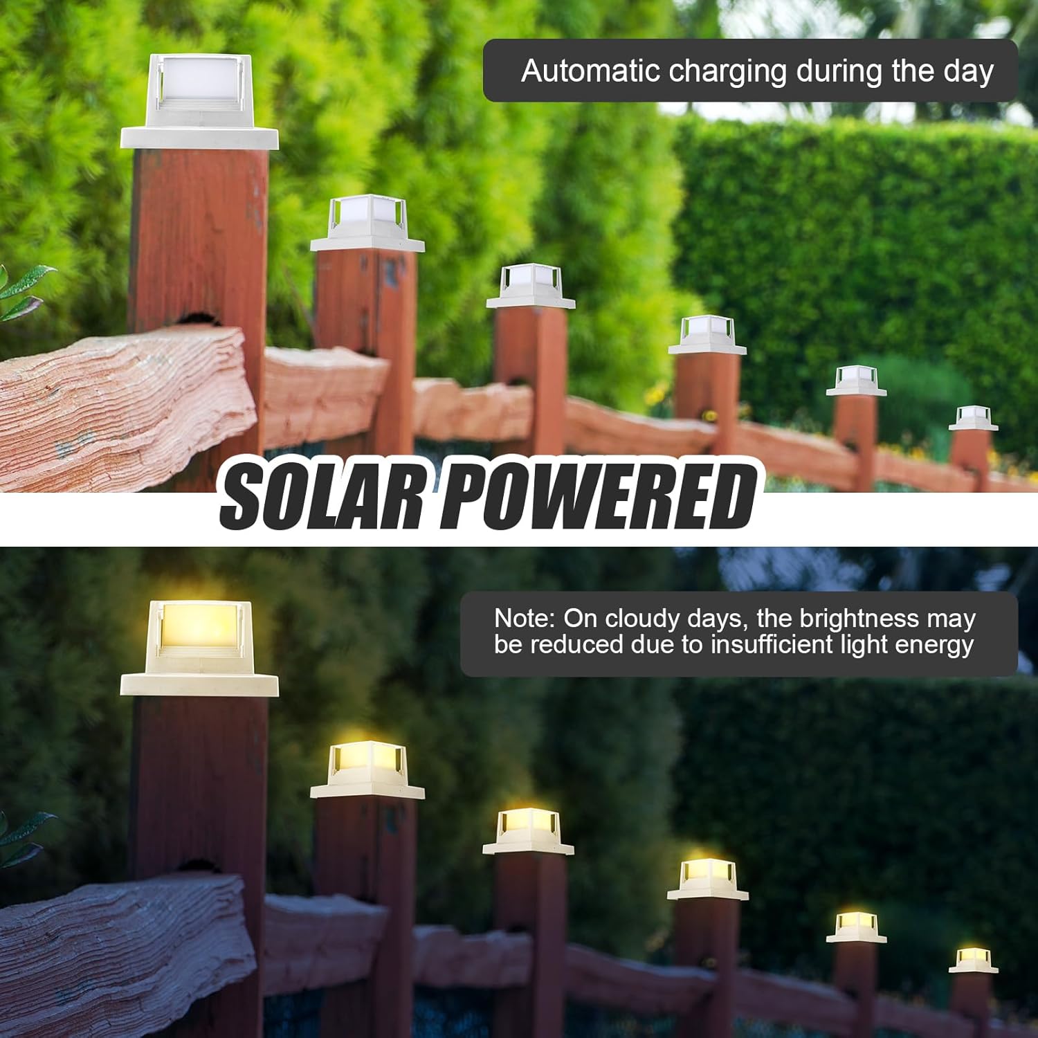 16 luces solares para postes al aire libre, luces solares para tapa de poste, cubiertas para postes de exteriores, luces LED, luz solar para postes