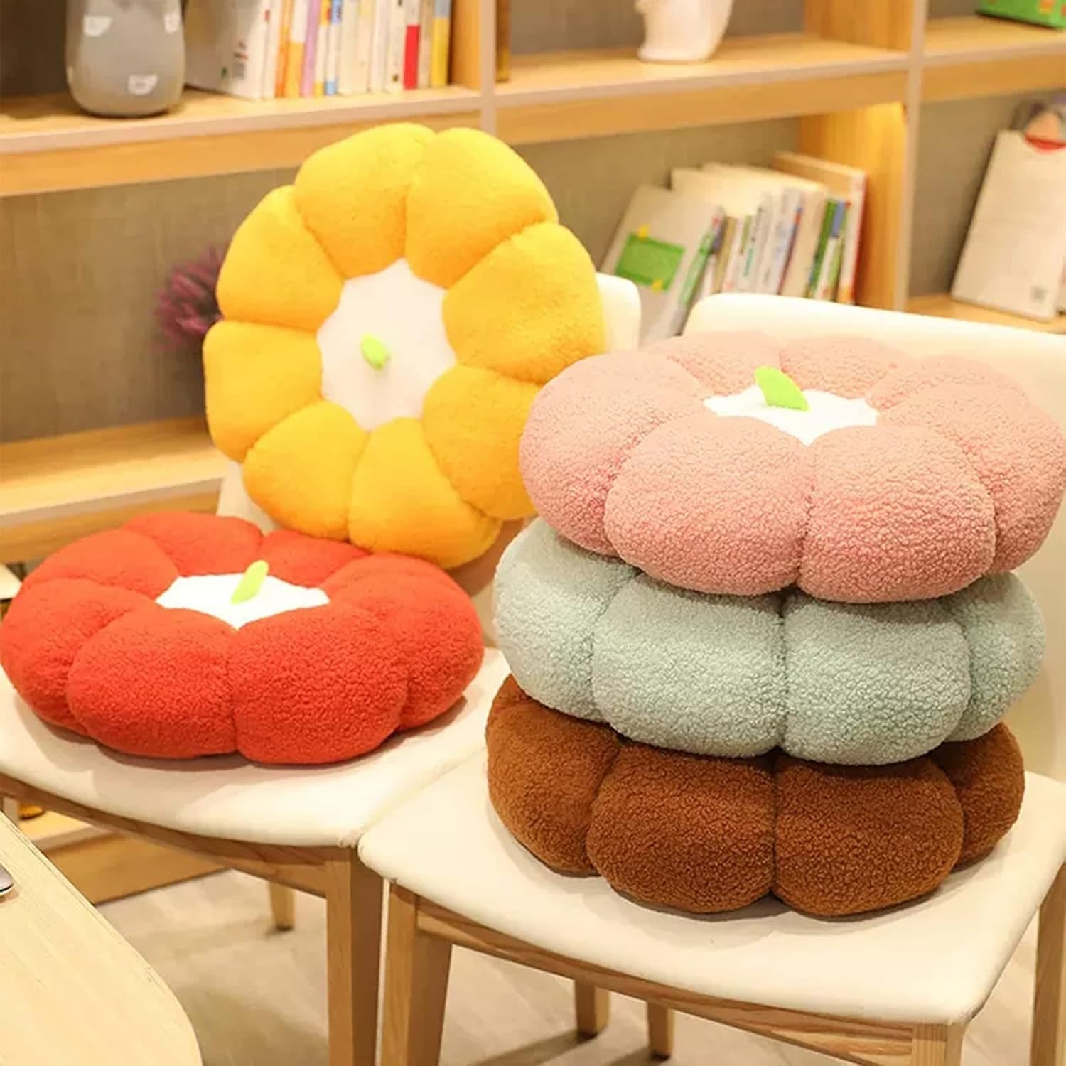 TUNKENCE Cojín de asiento para sillas de patio, cojín de futón de calabaza, cojín redondo creativo para dormitorio, tapete grueso para ventana del