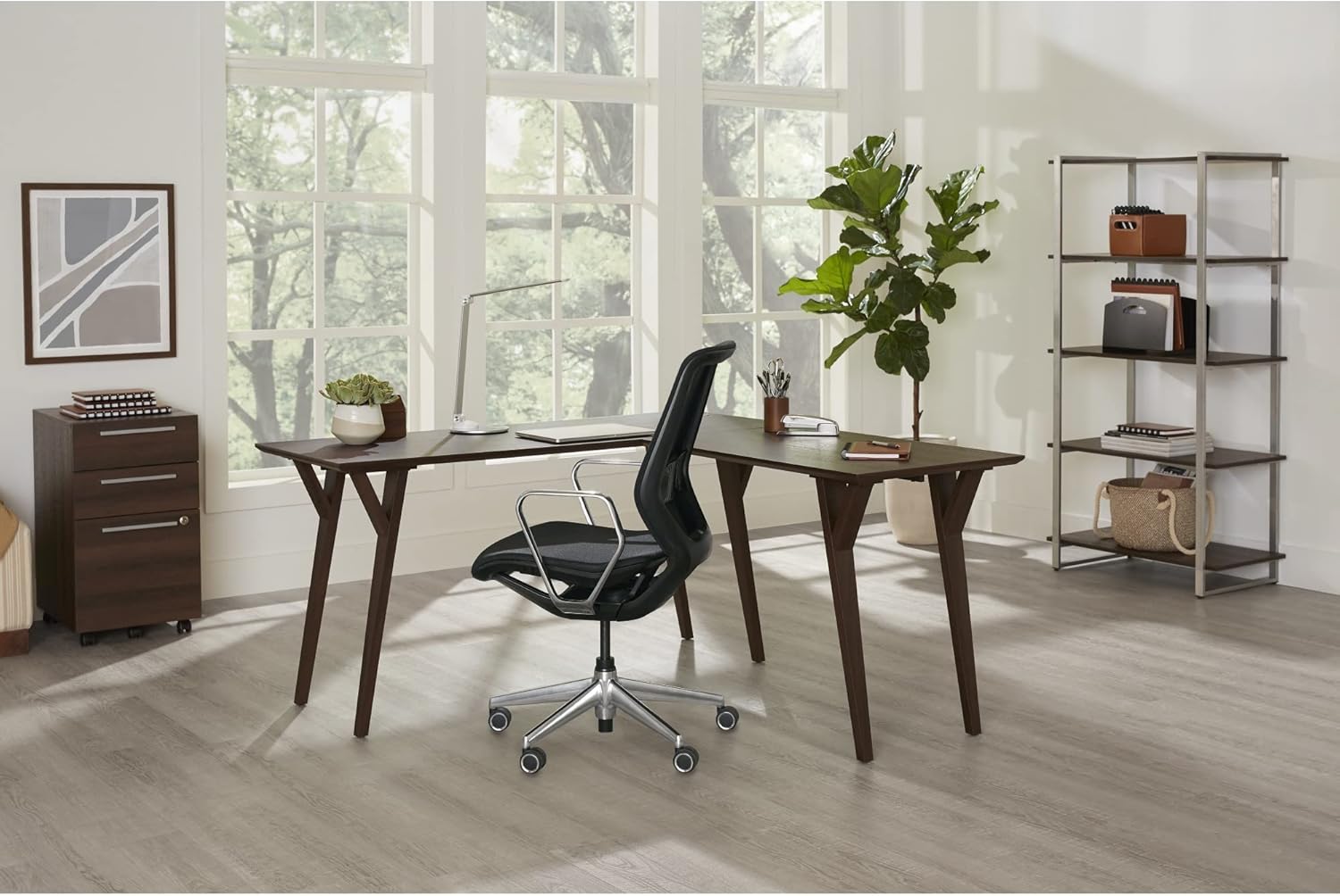 Realspace Trezza – Archivador móvil vertical de 19 pulgadas D con 3 cajones, nogal cálido
