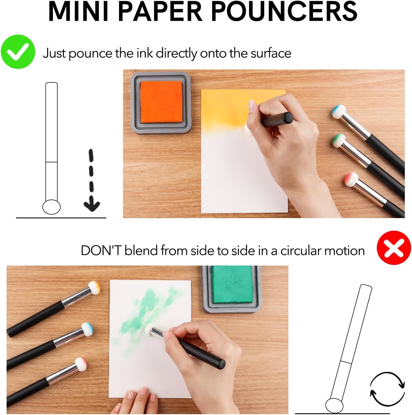 Juego de 23 aplicadores de tinta con estuches de almacenamiento, punteros de papel para aplicación directa de tinta en proyectos de manualidades