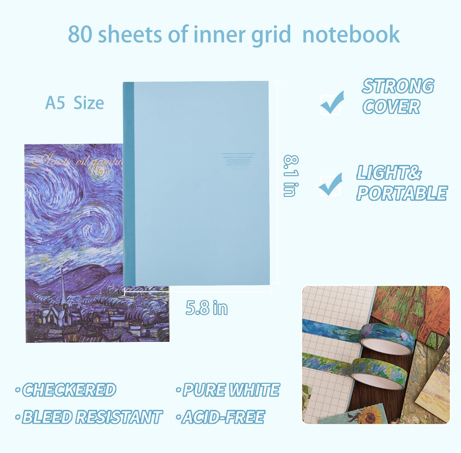 Kit de suministros para álbumes de recortes, 480 piezas, pintura al óleo vintage de Van Gogh, kit de álbum de recortes estético para diario basura