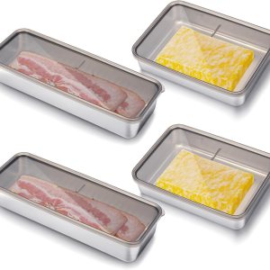 Recipientes de tocino de queso para refrigerador, de acero inoxidable, herméticos, para almacenamiento de carne de delicatessen, para refrigerador, Recipientes de tocino de queso para refrigerador, de acero inoxidable, herméticos, para almacenamiento de carne de delicatessen, para refrigerador,